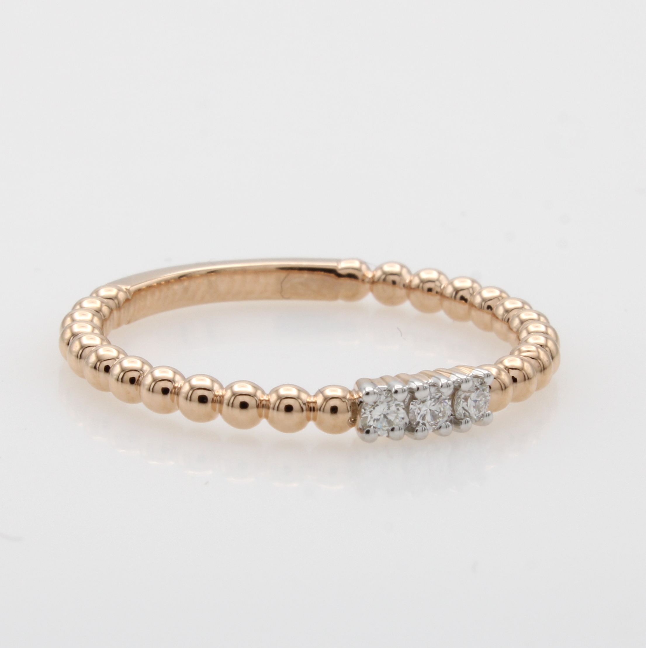 Image 27049096 - Kugelring mit Brillanten, RG 585/000, 3 Brill. in rhod. Fassungen zus. ca. 0.10 ct ...