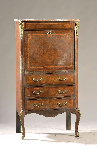 Image Kleiner Damen-Standsekretär, Frankreich, um 1900, Nußbaumfurnier mit Intarsien aus ...