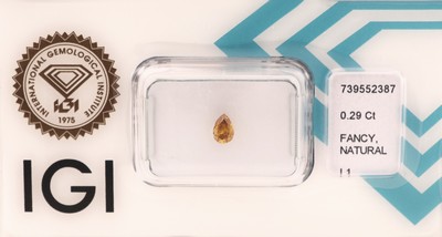 27049070a - Lot 3 loose diamonds , 1 x bevelled pear, 0.27 ct Natural Fancy Intense Brownish ...