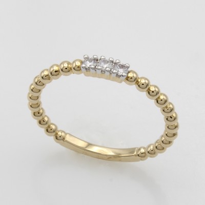 27049075a - Kugelring mit Brillanten, GG 585/000, 3 Brill. in rhod. Fassungen zus. ca. 0.10 ct ...