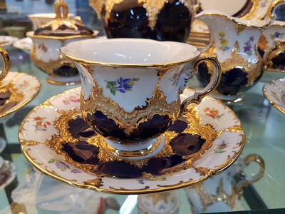 27049081h - Kaffeeservice für 6 Personen, Meissen, 2.H.20.Jh., 2. Wahl, B-Form, kobaltblau, ...