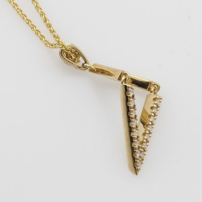 27049092a - Anhänger mit Brillanten an Kette, GG 585/000, Brill. zus. ca. 0.10 ct Weiß/si, ...