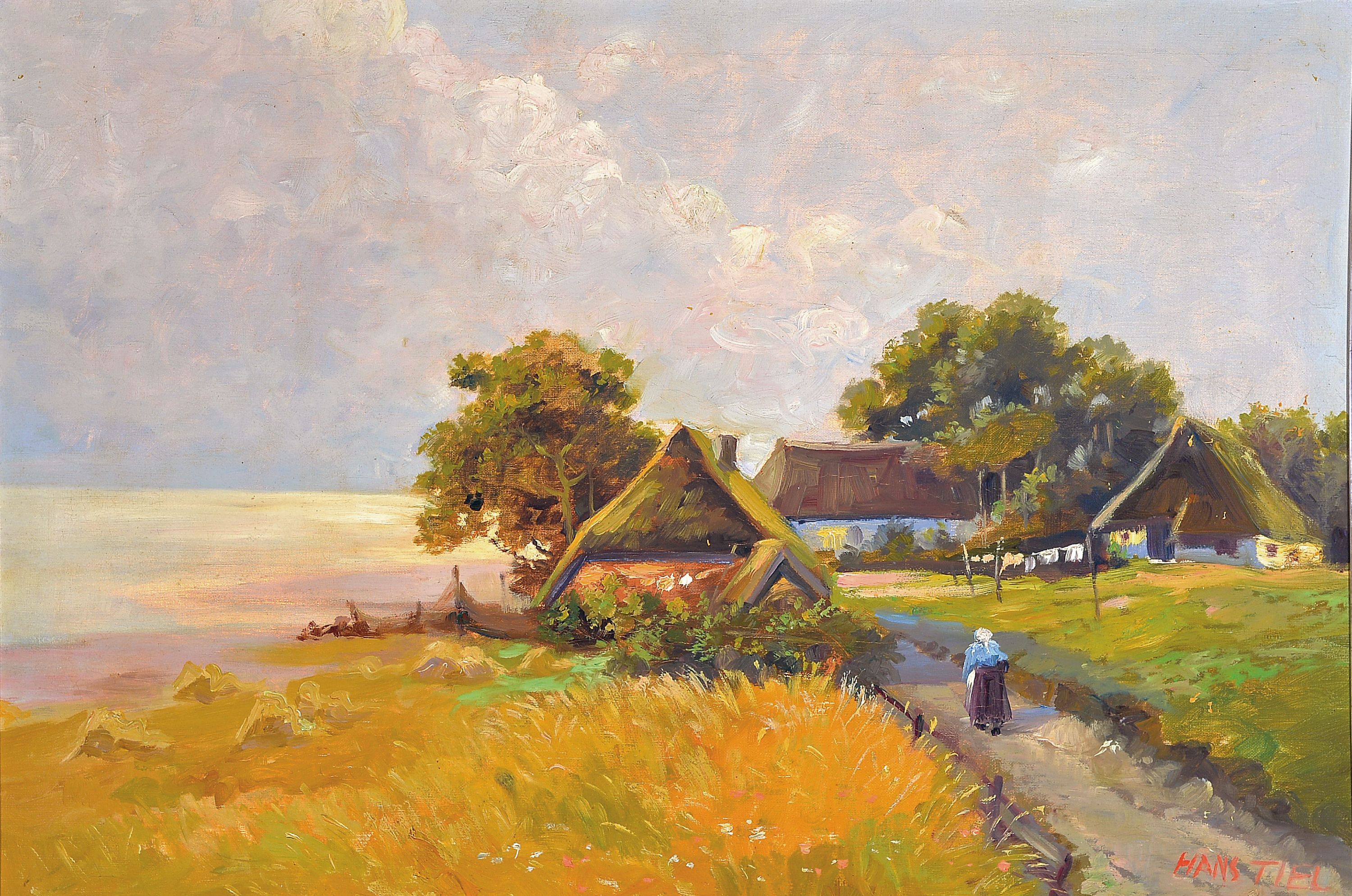 Image 27049125 - Hans Tiel, Maler des frühen 20. Jh., Sommerliche Landschaft mit Getreidefeld, ...