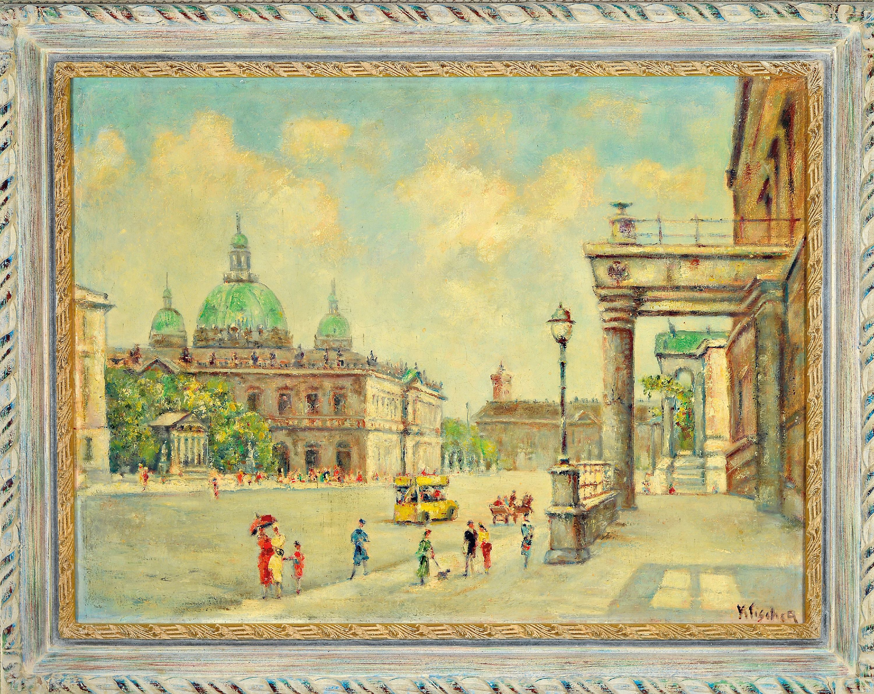 Detail k: K. Fischer, Maler der 1. Hälfte des 20. Jh., Motiv aus Berlin, Öl/Lwd, rechts unten signiert, rückseitig betitelt Alt-Berlin, ca. 60x80cm, R. ca. ...