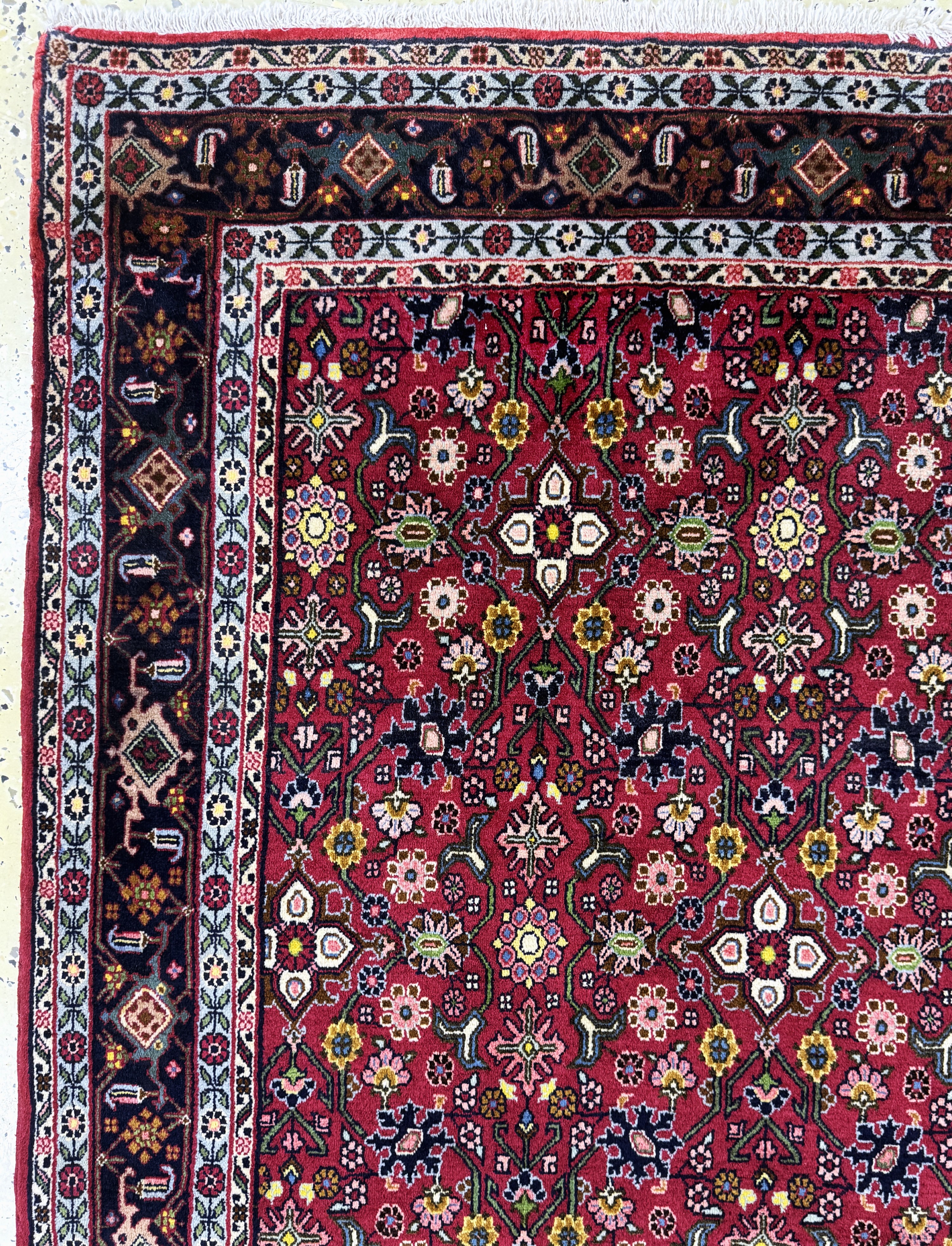 Detail c: Bidjar fein, Persien, Mitte 20.Jhd, Korkwolle auf Baumwolle, ca. 172 x 154 cm, EHZ: 1-2