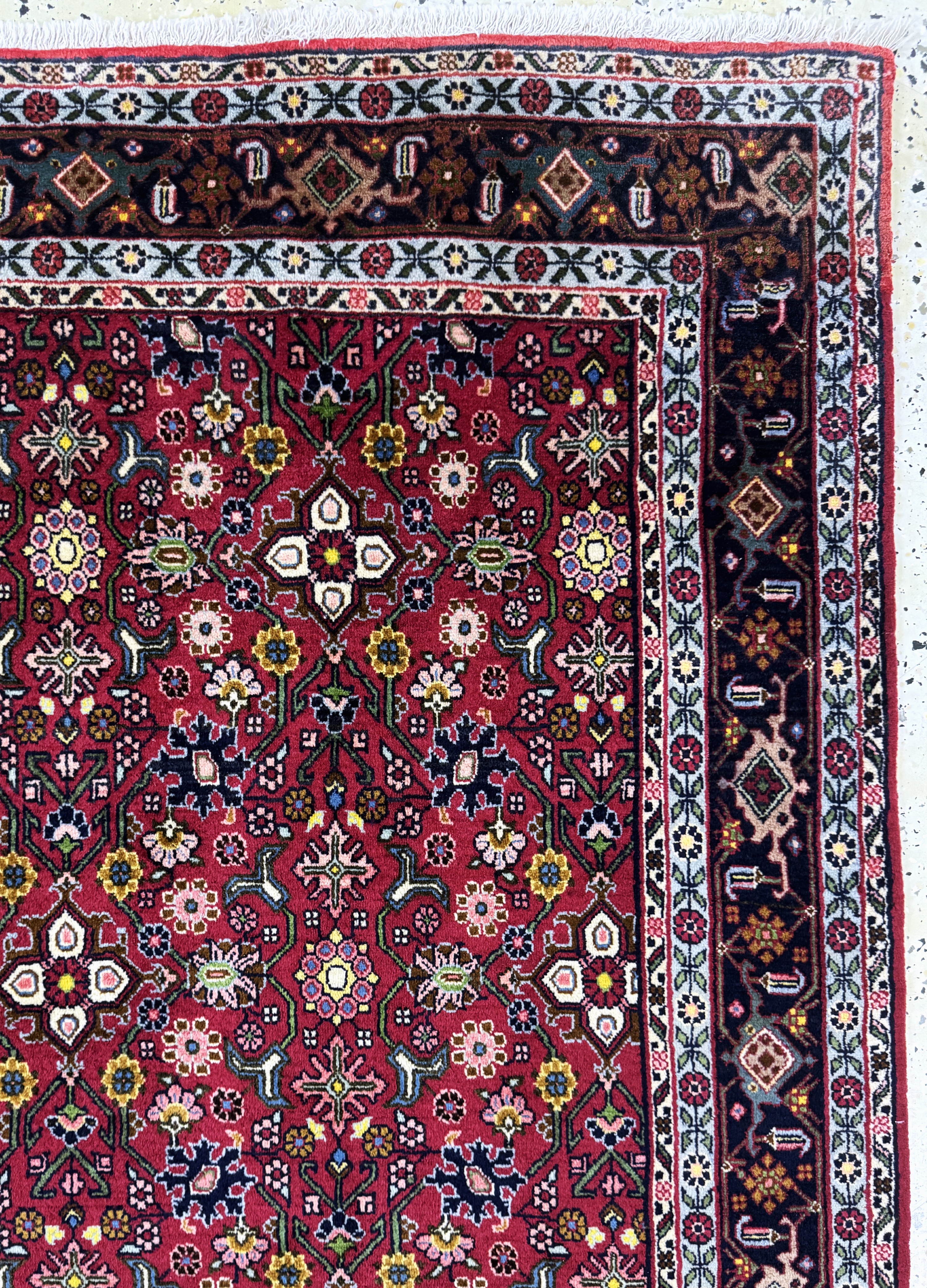 Detail d: Bidjar fein, Persien, Mitte 20.Jhd, Korkwolle auf Baumwolle, ca. 172 x 154 cm, EHZ: 1-2