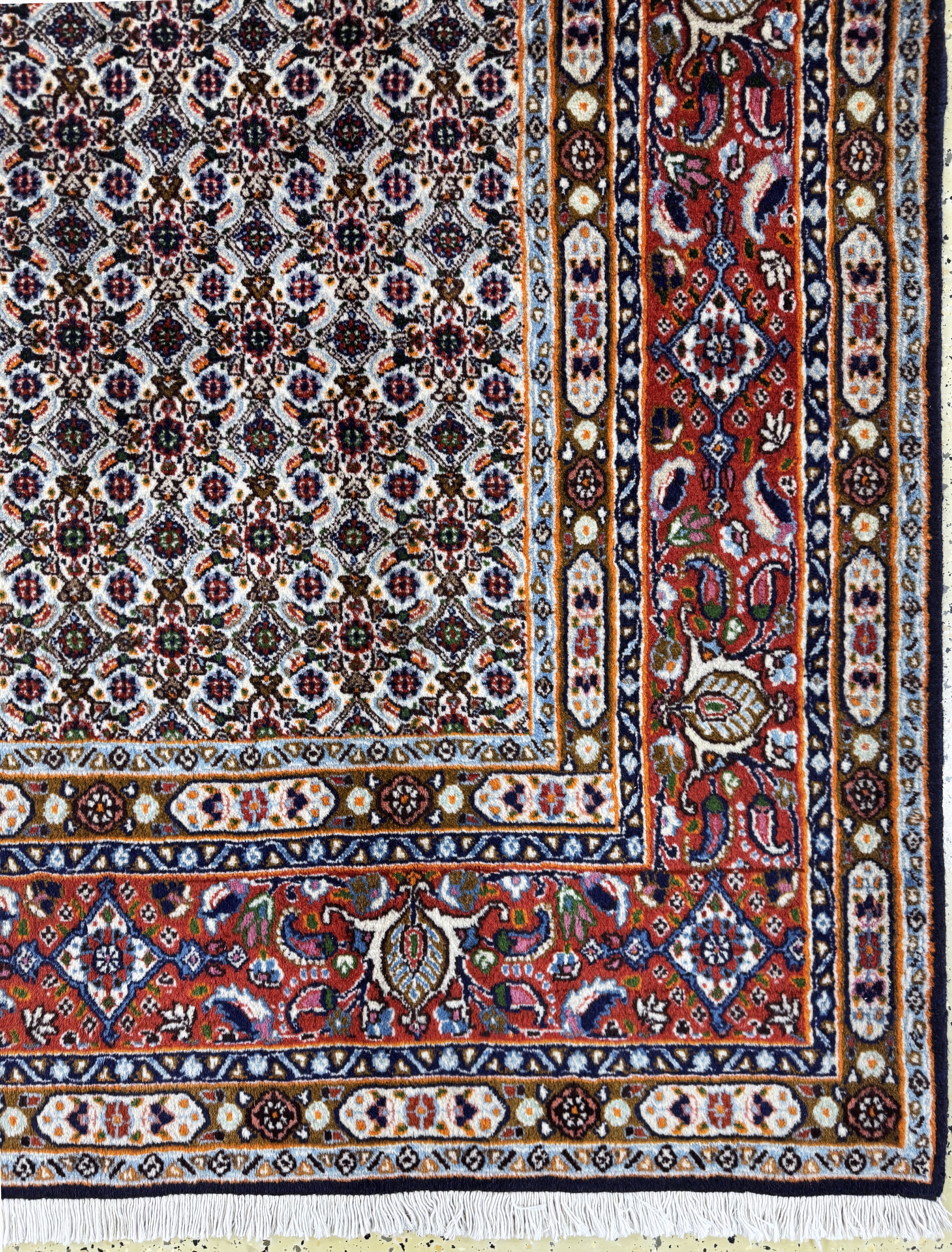 Detail a: Mud fein, Persien, Ende 20.Jhd, Korkwolle mit Seide, ca. 195 x 190 cm, EHZ: 2
