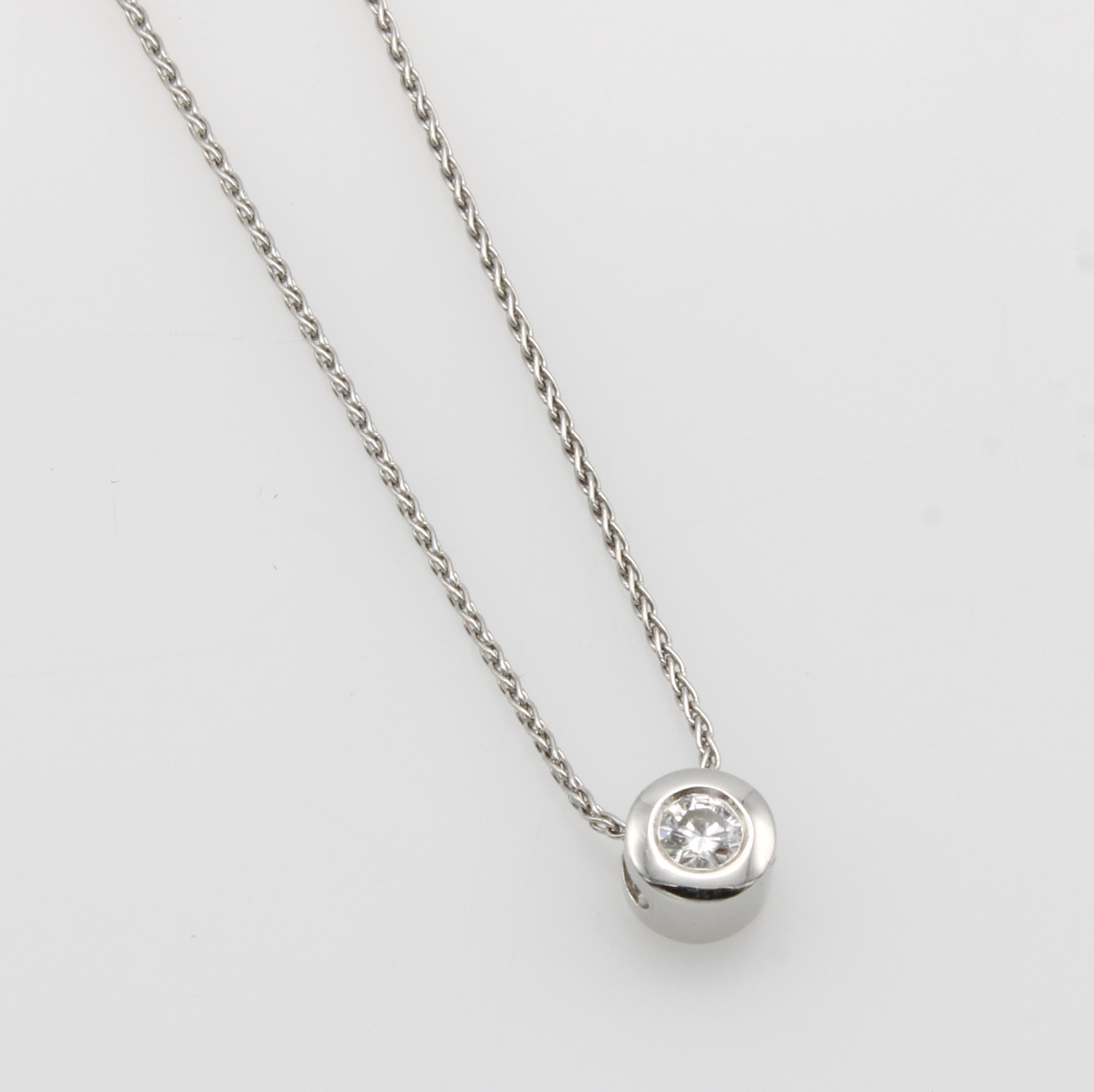 Image 27049157 - Brillantanhänger an Kette, WG 585/000, Brill. in glatter Fassung ca. 0.08 ct Weiß/si, ...