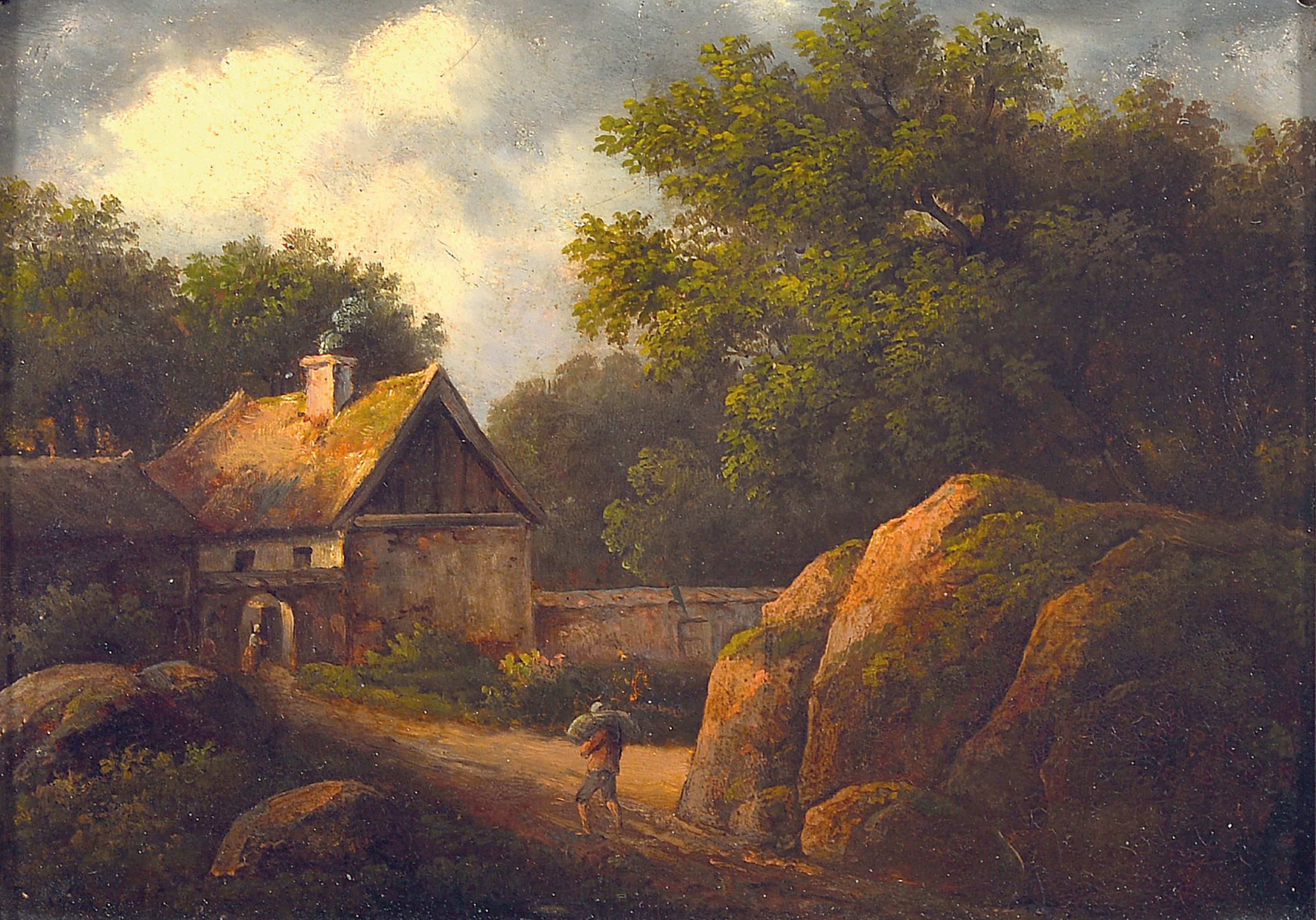 Image 27049163 - Niederländischer Maler des 19. Jh., Landschaft mit Bäumen und Bauernhaus und ...