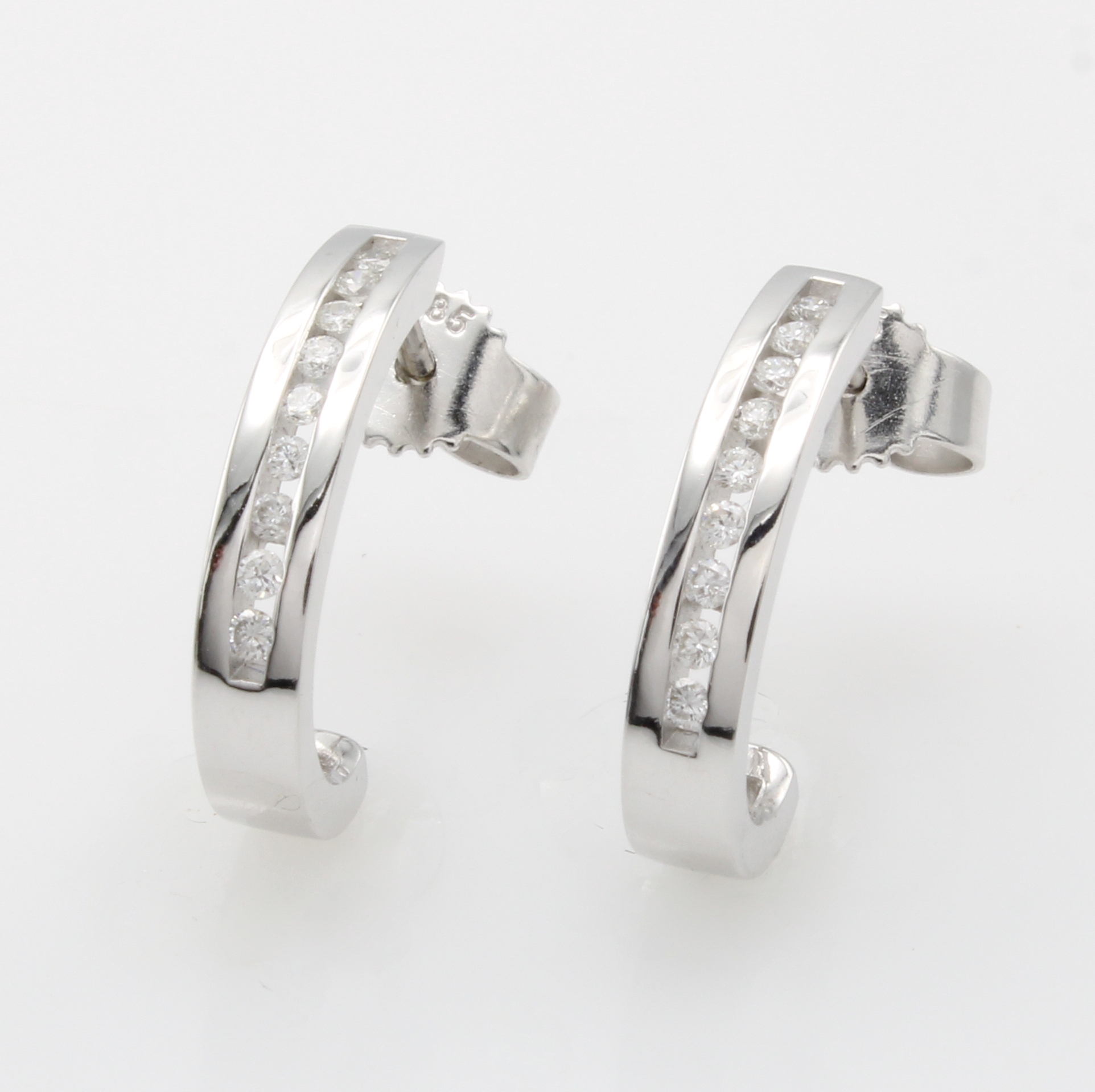 Image 27049199 - Paar Steckcreolen mit Brillanten, WG 585/000, 18 Brill. in Kanalfassungen zus. ca. 0.15 ...