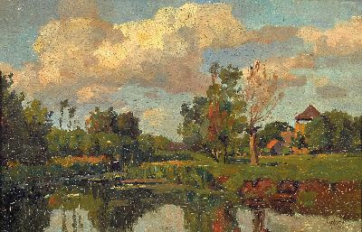 Image Gabriel, Maler der 1. Hälfte des 20. Jh., Sommerliche Landschaft mit Bachlauf, ...