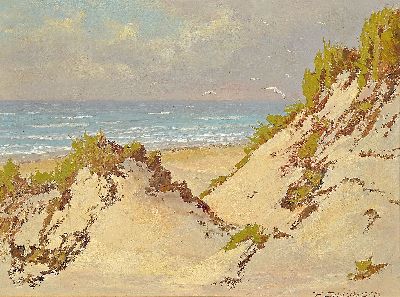 Image Peter Schlünsen, 1890 Leipzig-1967 Hiddensee, Dünen am Meer, Öl/Malkarton, rechts ...