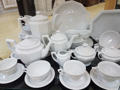27049170a - Tafelservice, Rosenthal, Modell Maria weiß, Kaffeekanne, Teekanne, Mokkakanne, 13 ...