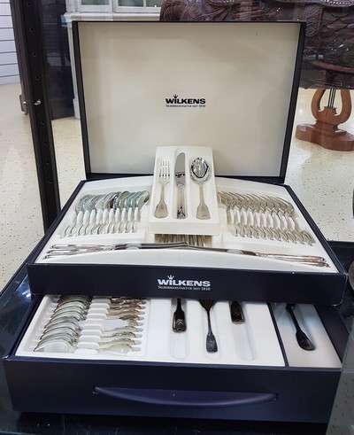 27049177a - Besteck für 12 Personen, Wilkens Bremen, Modell Augsburger Faden, 925er Sterling Silber, ...