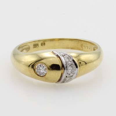 Image Ring mit Brillanten, GG 585/000, konvexer Ringkopf, Brill. zus. ca. 0.11 ct Weiß/p, RW ...