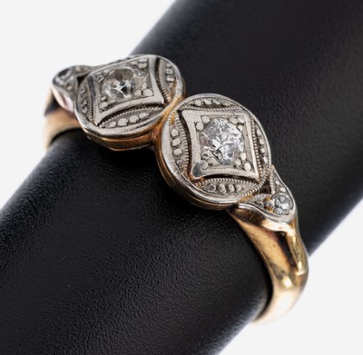 Image 14 kt Gold Diamant-Ring, GG 585/000, Ringschiene ehemals Ehering, pers. Inschrift ...