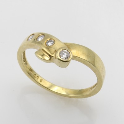 27049195a - Ring mit Brillanten, GG 585/000, überschlag. Design, 4 Brill. zus. ca. 0.16 ct Weiß/p, ...