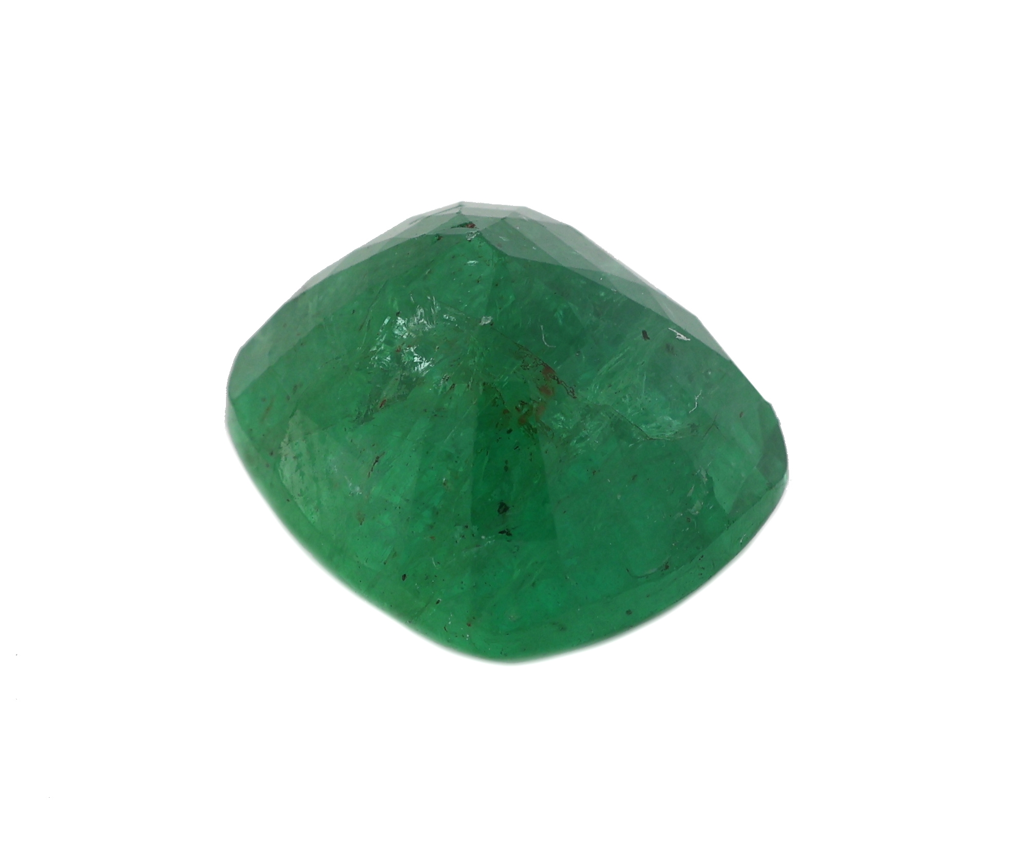 Detail b: Loser Smaragd, 5.84 ct, Kissenschliff, ca. 11.63 x 10.18 x 7.36 mm