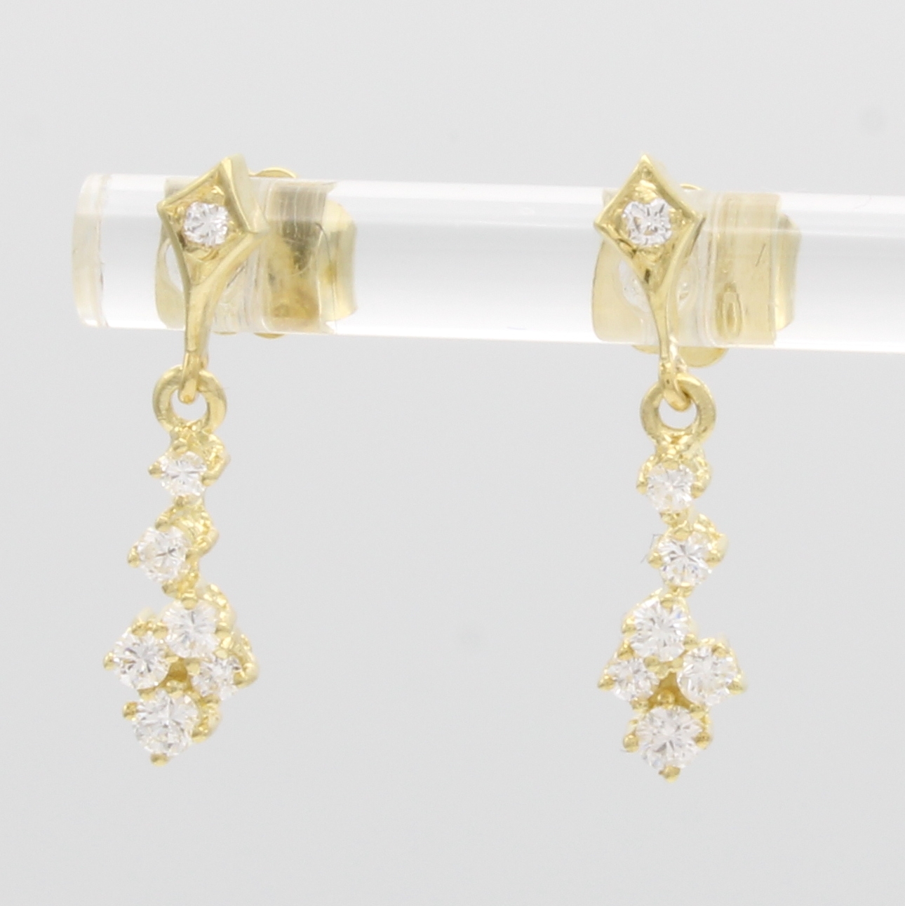 Image 27049238 - Paar Ohrstecker mit Brillanten, GG 585/000, rautenförm. Oberteile, bewegl. ...