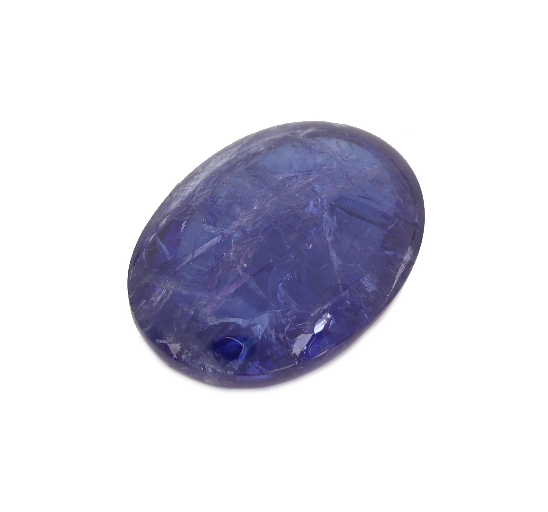 Detail b: Loser Tansanit, ca. 12.37 ct, ovaler Cabochon,ca. 16.51 x 12.02 x 7.06 mm