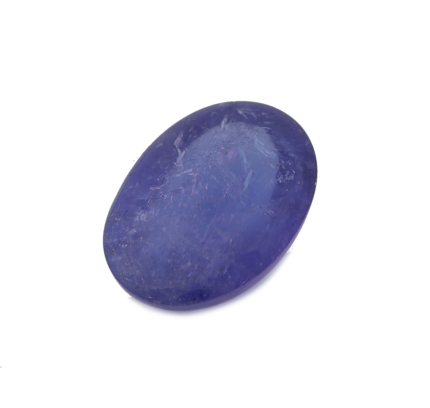 Detail b: Loser Tansanit, ca. 6.67 ct, ovaler Cabochon, ca. 13.60 x 9.70 x 5.96 mm