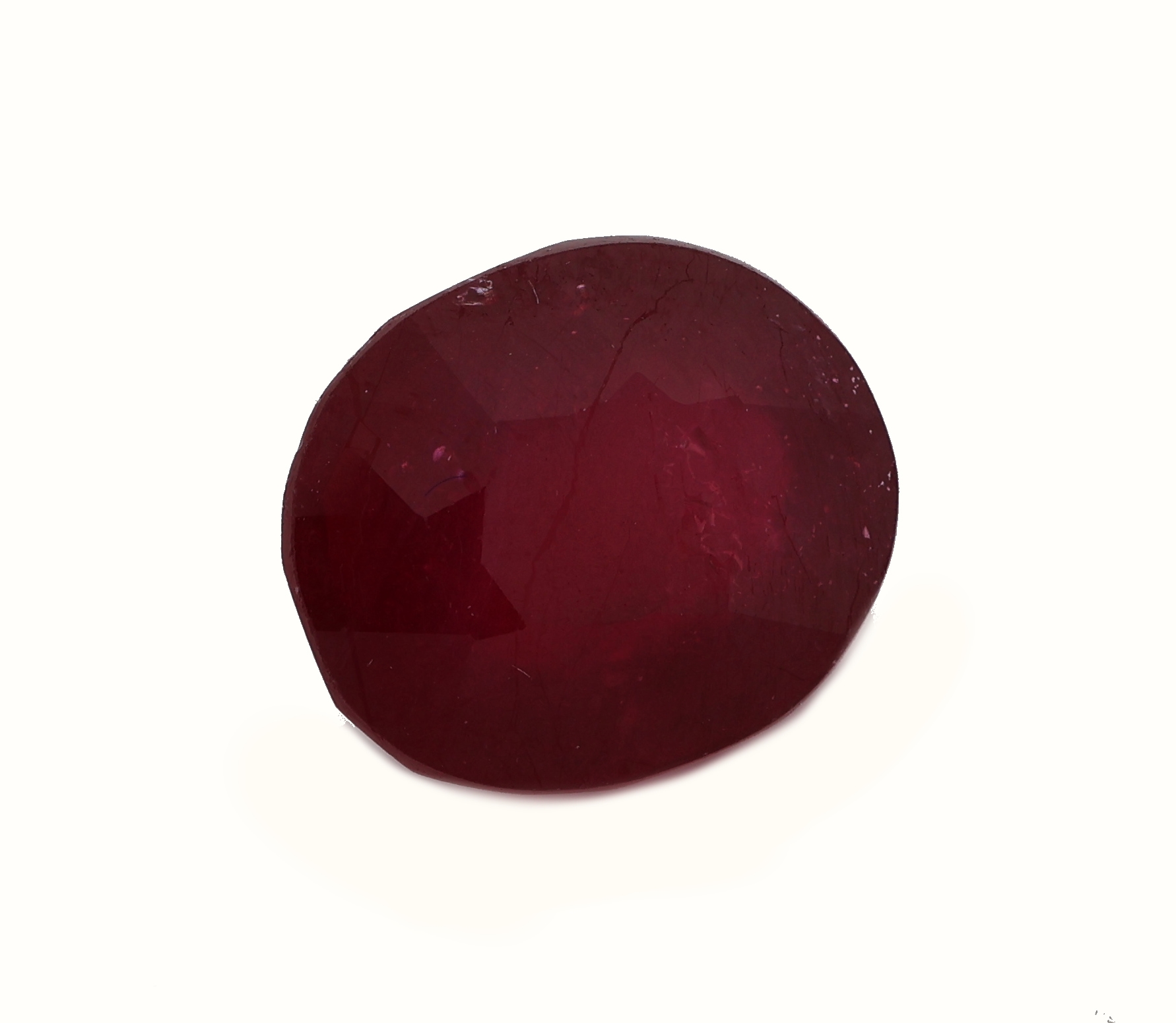Detail a: Loser Rubin, 7.99 ct, ovalfacett., ca. 11.97 x9.82 x 6.64 mm, wohl beh.