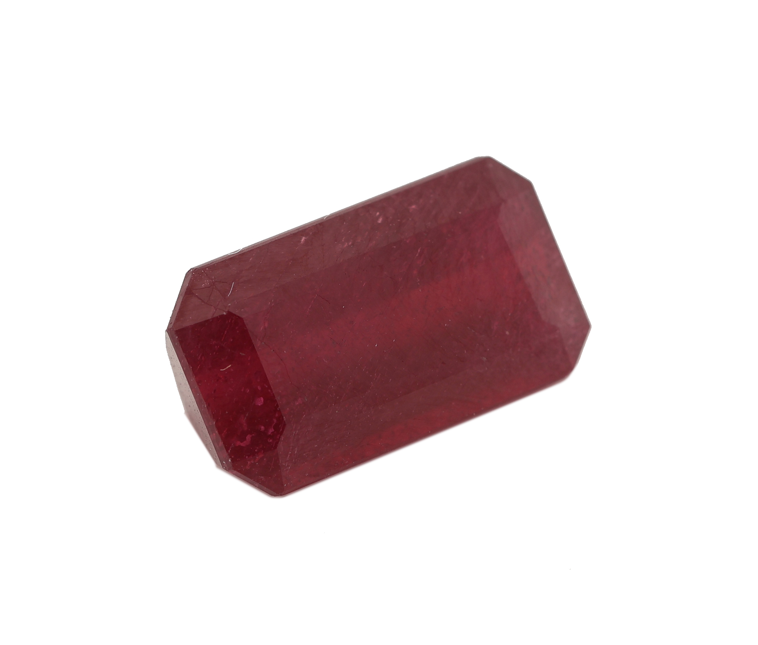 Detail a: Loser Rubin, ca. 9.65 ct, oktagonaler Treppenschliff, ca. 15.24 x 8.87 x 5.77 mm, Purplish Red, Anzeichen für Reinheitsbehandlung, Bleiglasfüllung, ...