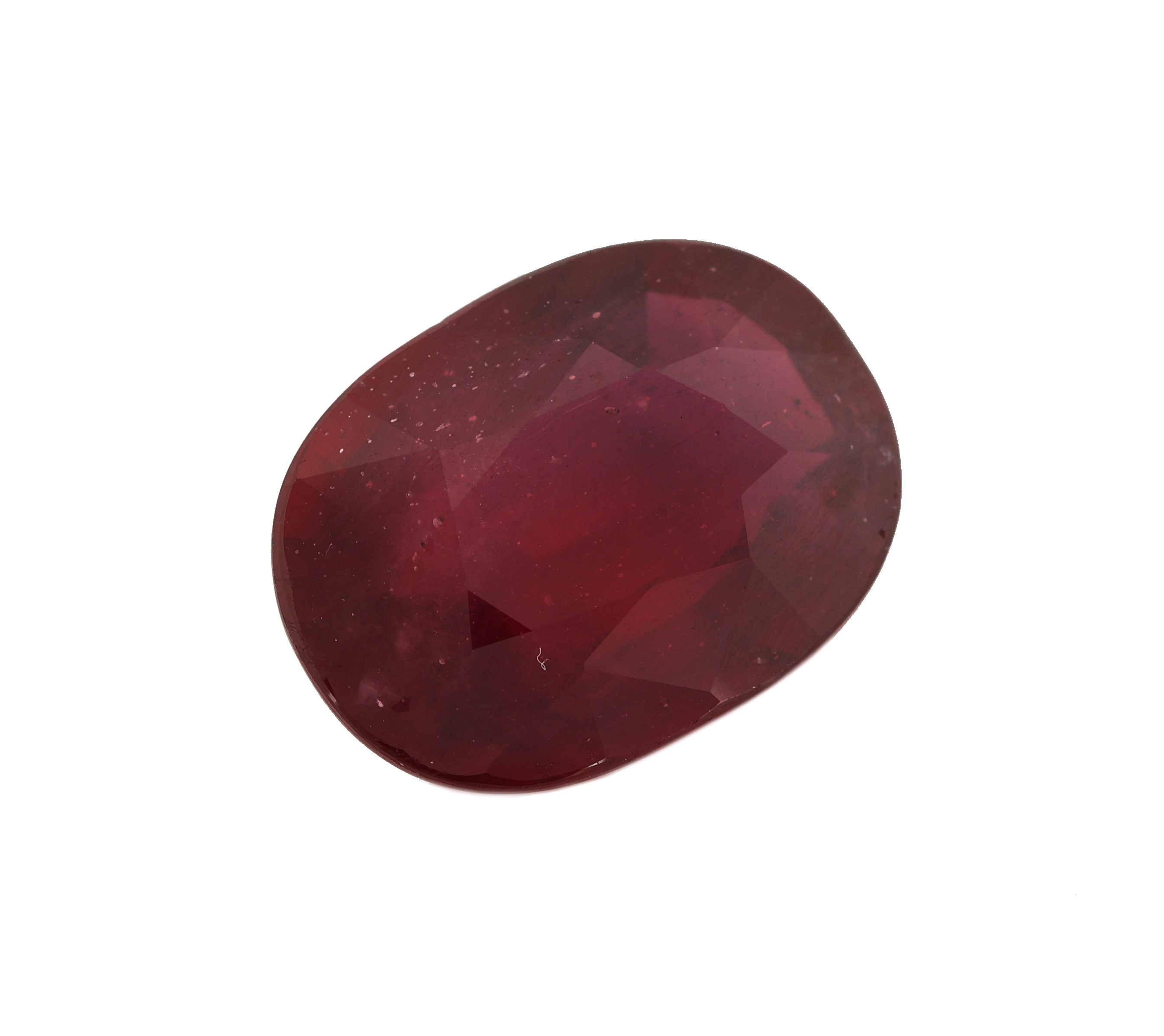Detail a: Loser Rubine, ca. 14.78 ct, ovalfacett., ca. 17.12 x 12.61 x 6.98 mm, Purplish Red, Anzeichen für Reinheitsbehandlung, Bleiglasfüllung, ...
