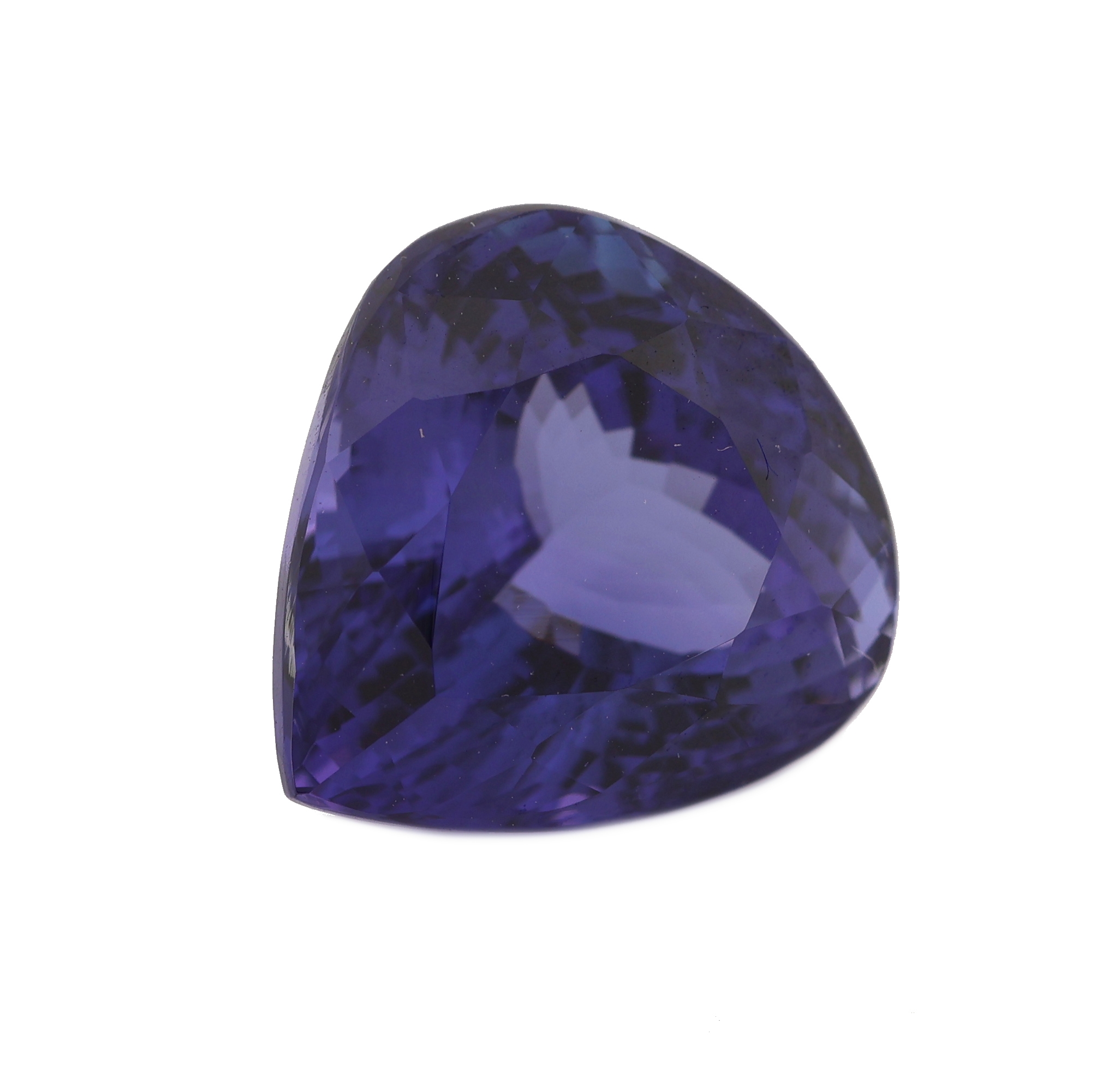 Detail a: Loser Tansanit, ca. 8.55 ct, facett. Tropfen, sehr schöne Farbe, ca. 12.97 x 12.36 x 8.39 mm, Wertgutachten über 12800 EUR anbei