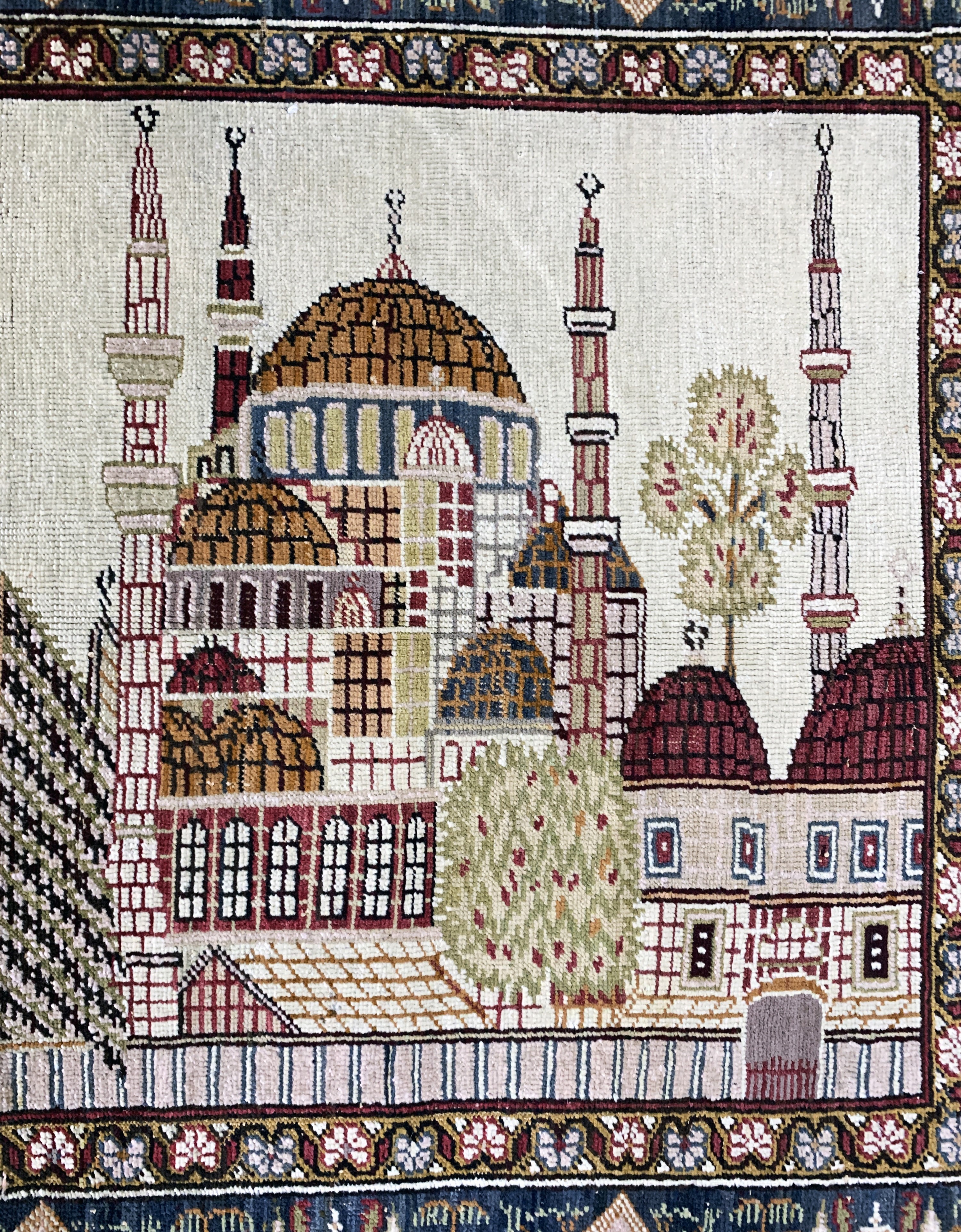 Detail a: Kayseri antik Türkei, "Hadjia Sophia Moschee", um 1900, Wolle auf Baumwolle, ca. 195 x 135 cm, EHZ: 2
