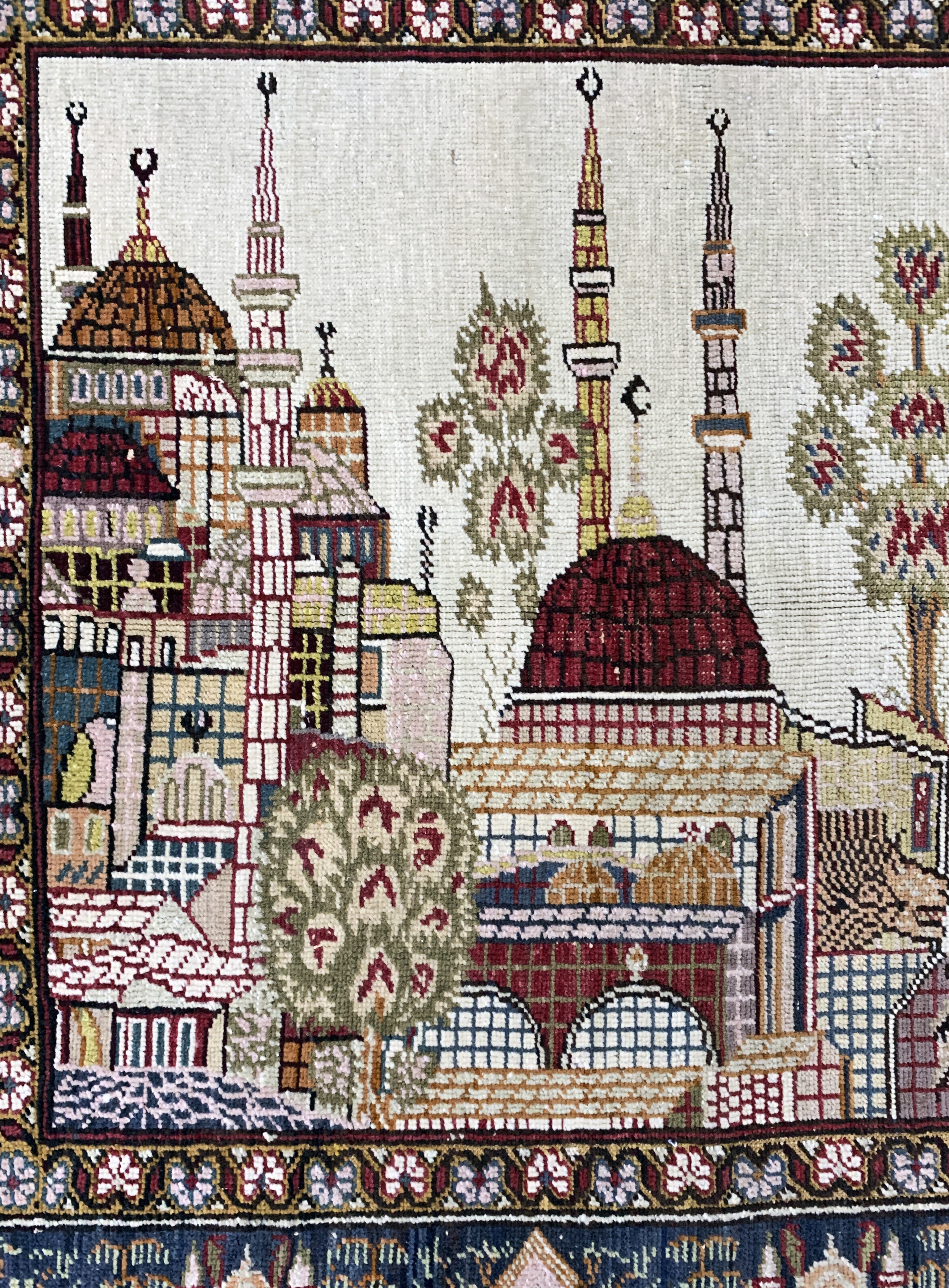 Detail b: Kayseri antik Türkei, "Hadjia Sophia Moschee", um 1900, Wolle auf Baumwolle, ca. 195 x 135 cm, EHZ: 2