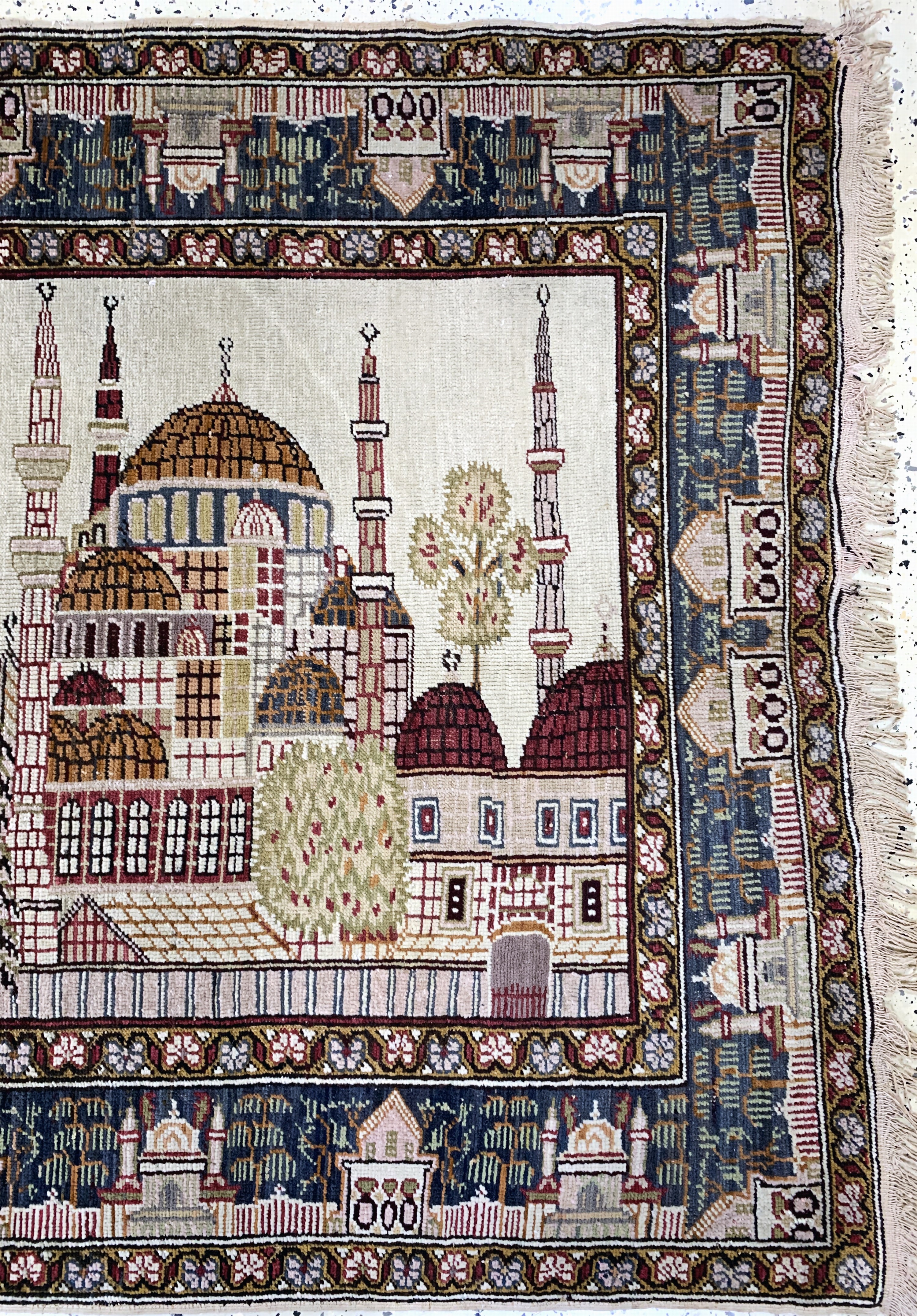 Detail e: Kayseri antik Türkei, "Hadjia Sophia Moschee", um 1900, Wolle auf Baumwolle, ca. 195 x 135 cm, EHZ: 2