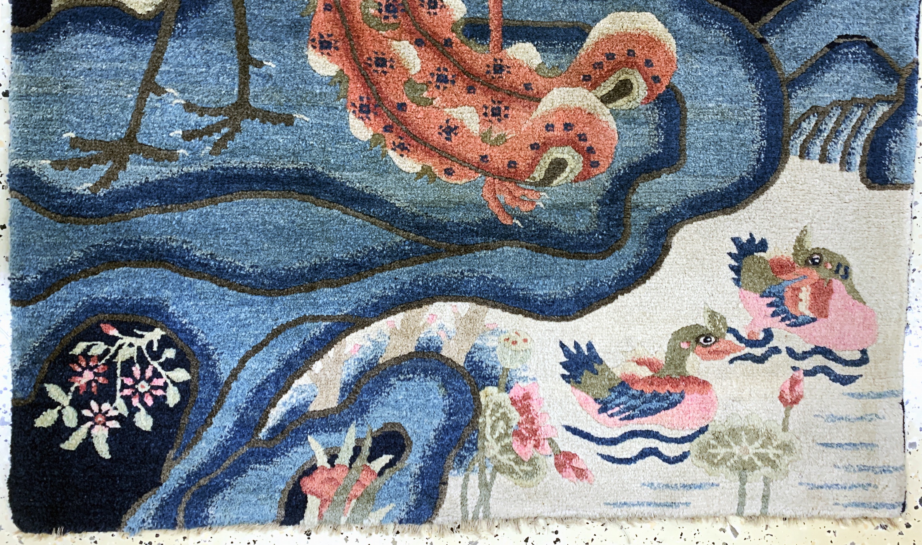 Detail d: Pao Tow"Phönyx"antik, China, um 1900, Wolle auf Baumwolle, ca. 190 x 100 cm, EHZ: 2