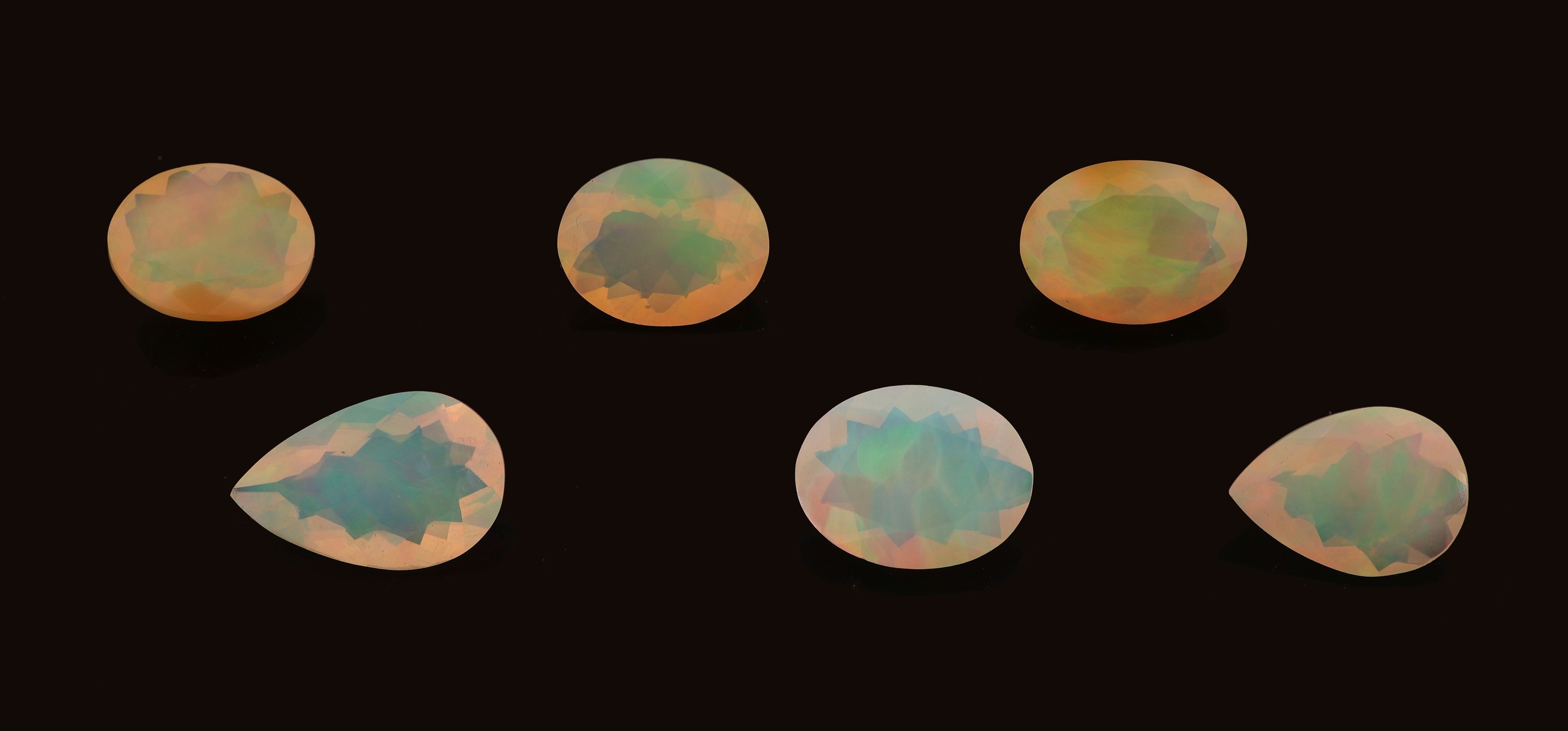 Image 27049294 - Lot 6 lose facett. Opale, zus. ca. 10.82 ct, versch. Schliffformen, Größen ...