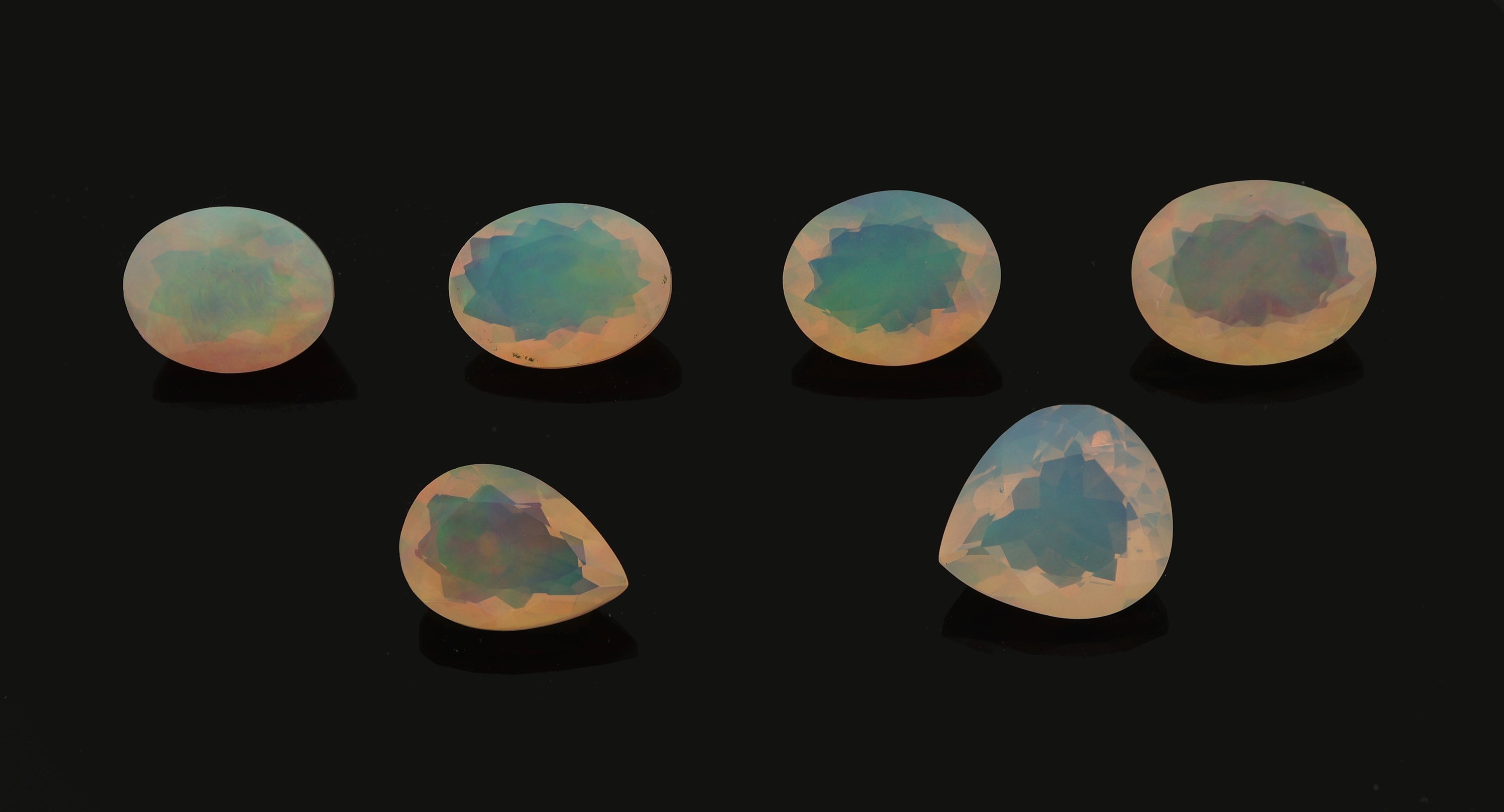 Image 27049296 - Lot 6 lose facett. Opale, zus. ca. 11.25 ct, versch. Schliffformen und Größen ...