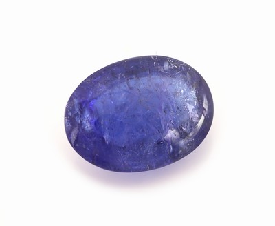 27049243b - Loose tanzanite , approx. 8.16 ct, oval cabochon, approx. 13.79 x 10.04 x 7.12 mm ...