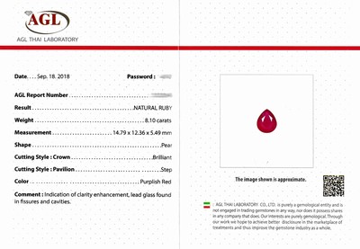 27049251c - Loser Rubin, ca. 8.10 ct, facett. Tropfen, ca.14.79 x 12.36 x 5.49 mm, Purplish Red, ...