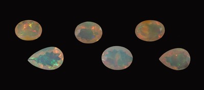 27049294b - Lot 6 lose facett. Opale, zus. ca. 10.82 ct, versch. Schliffformen, Größen ...