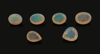 Image Lot 6 lose facett. Opale, zus. ca. 11.25 ct, versch. Schliffformen und Größen ...