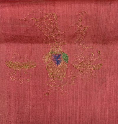 27049298i - Seiden´Kesi´antik, China, um 1900, Seidenstickerei mit Metallbrokat, ca. 100 x 90 cm, ...