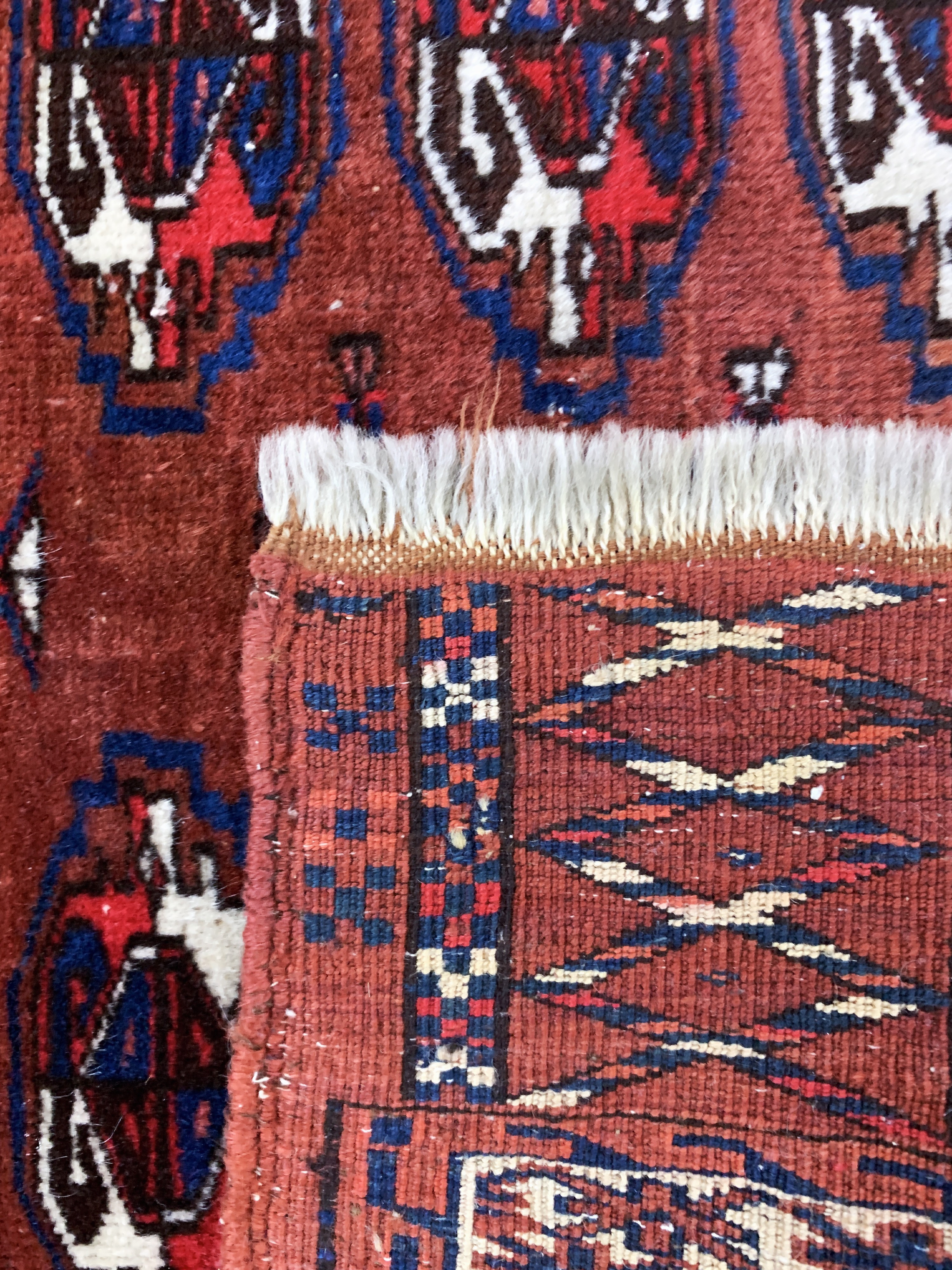 Detail d: Tekke Tschowal, Turkmenistan, Anfang 20.Jhd, Wolle auf Wolle, ca. 125 x 70 cm, EHZ:2