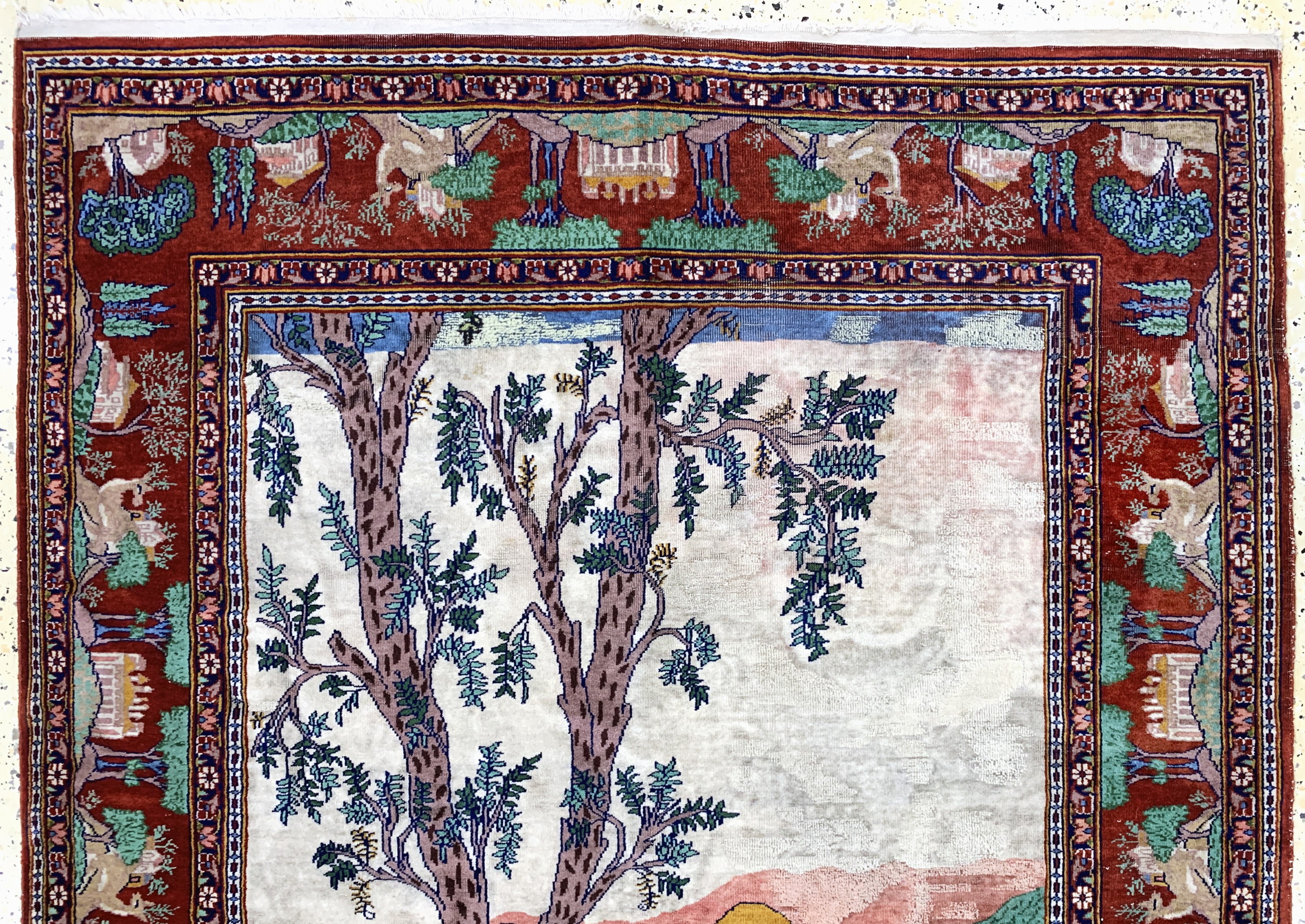 Detail a: Lahor, Pakistan, Mitte 20.Jhd, Wolle auf Baumwolle, ca. 185 x 125 cm, EHZ: 3(restauriert).