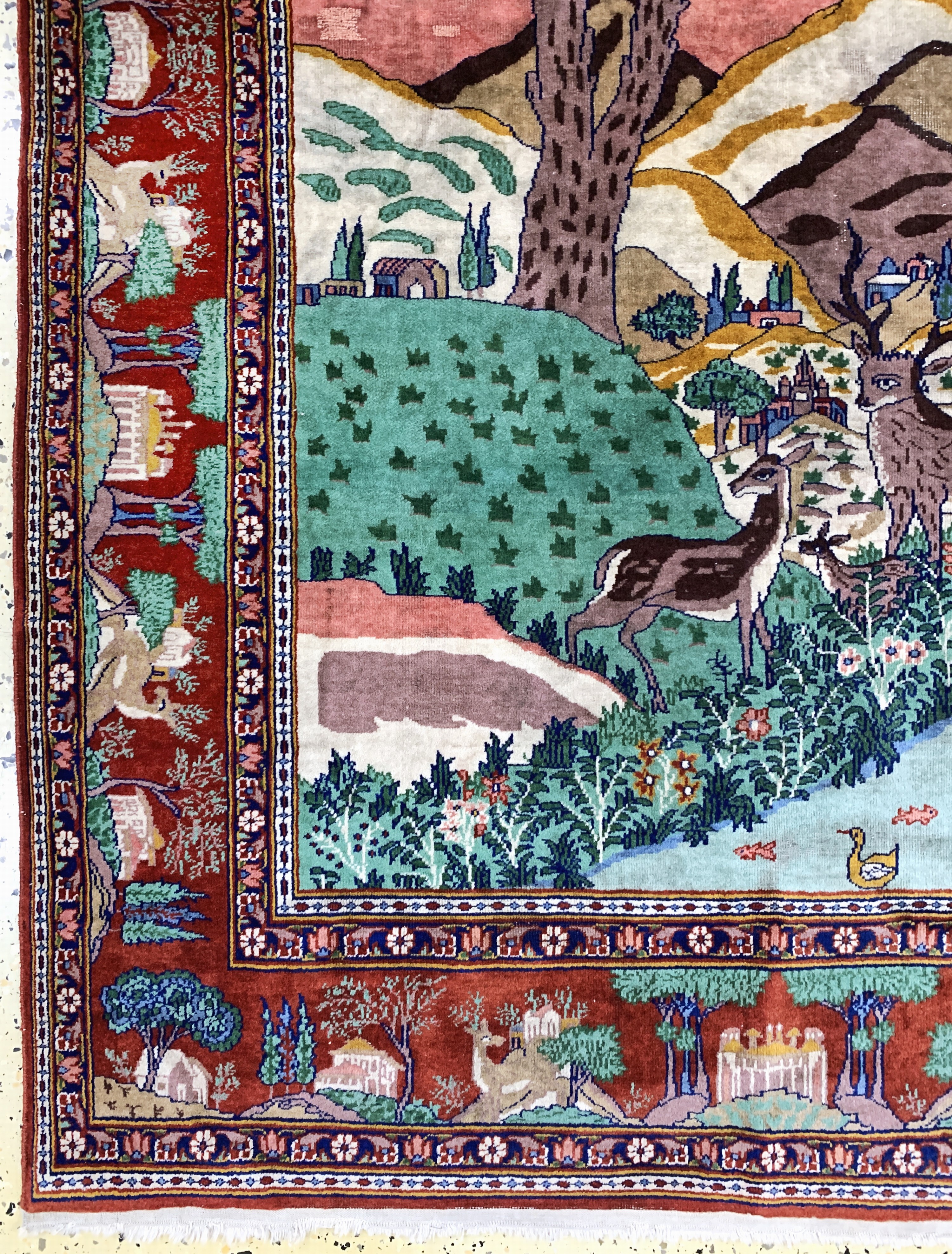 Detail c: Lahor, Pakistan, Mitte 20.Jhd, Wolle auf Baumwolle, ca. 185 x 125 cm, EHZ: 3(restauriert).