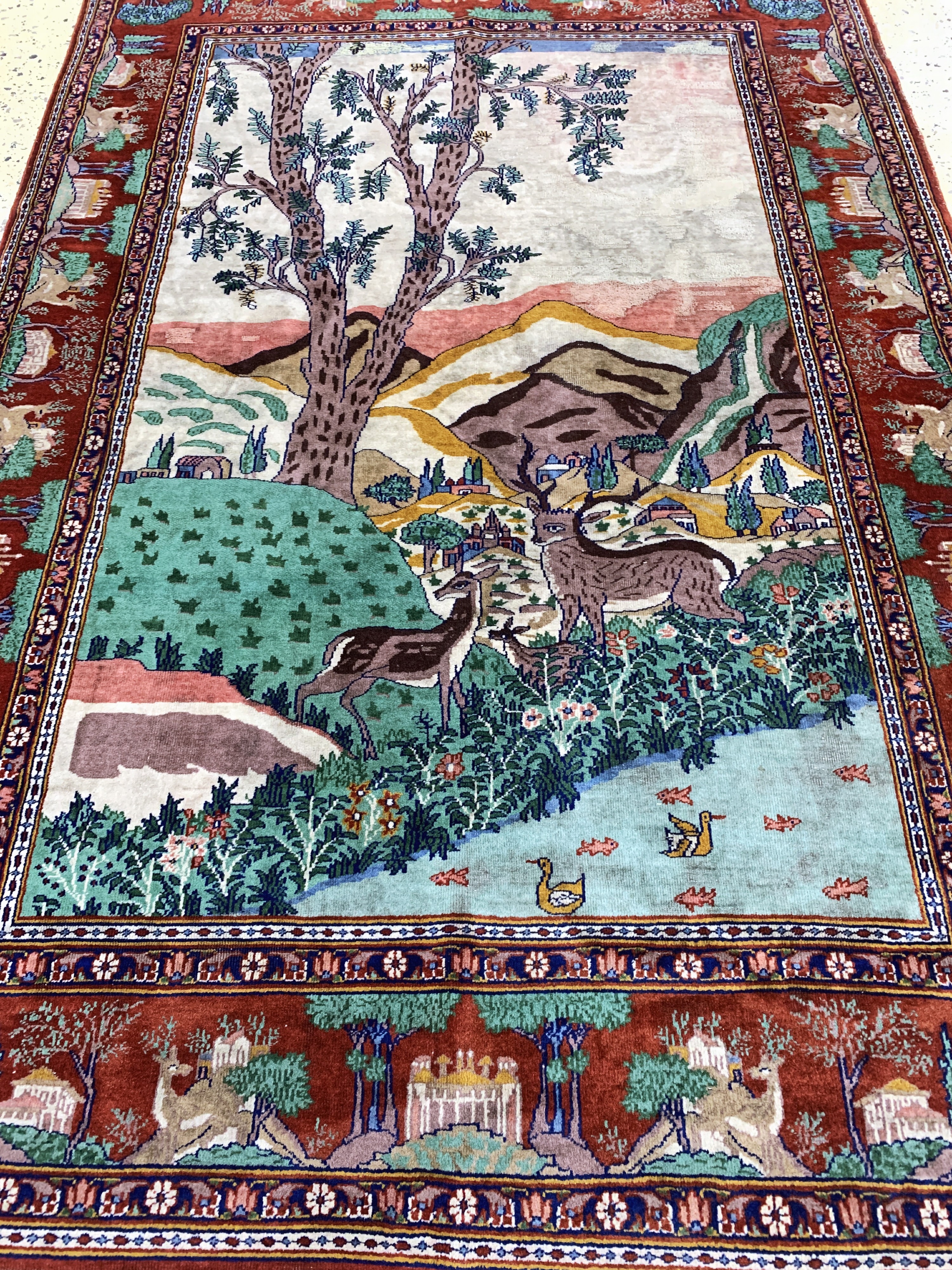 Detail d: Lahor, Pakistan, Mitte 20.Jhd, Wolle auf Baumwolle, ca. 185 x 125 cm, EHZ: 3(restauriert).