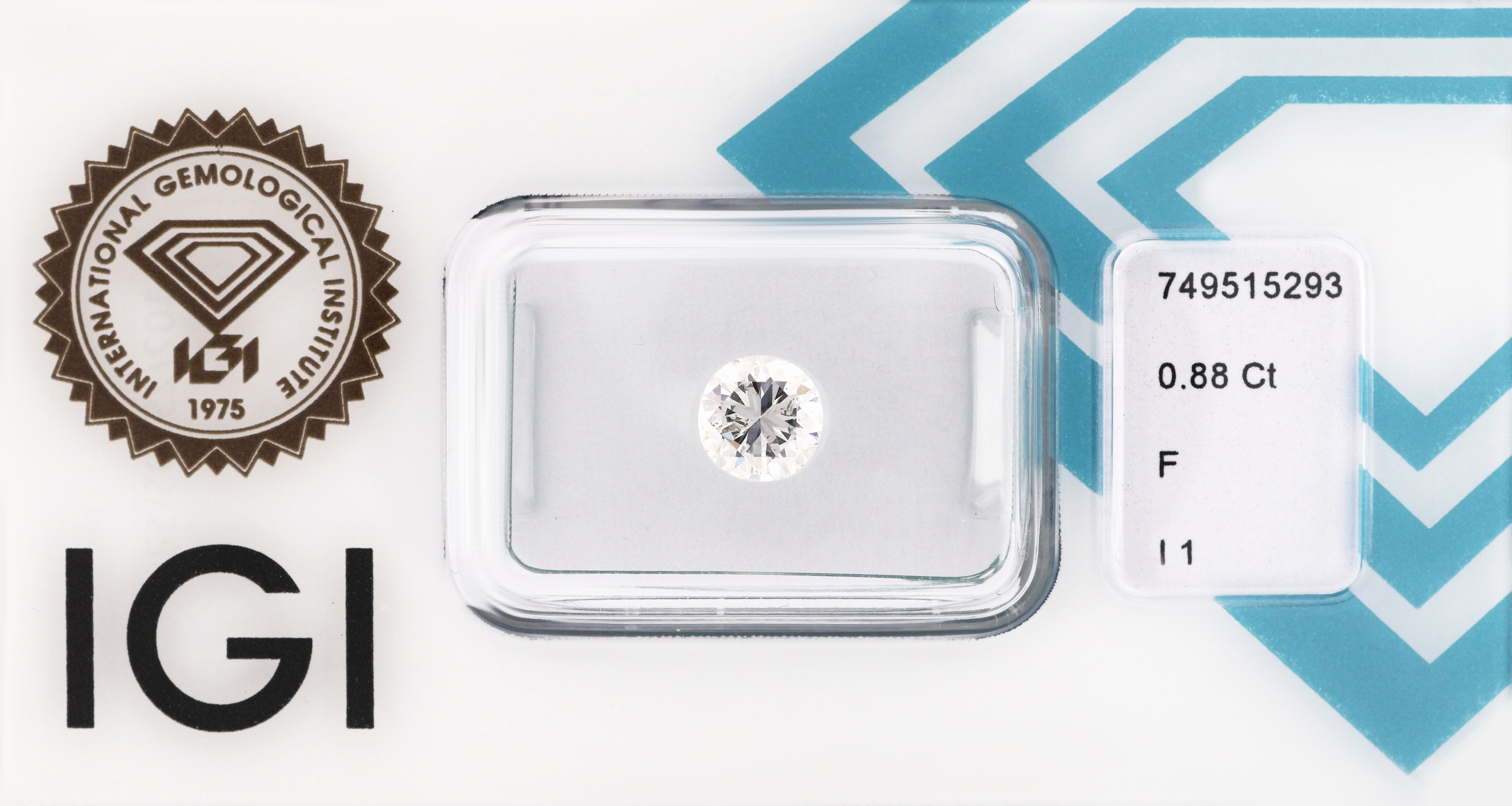 Image 27049335 - Loser Brillant, 0.88 ct feines Weiß (F)/p1, eingeschweißt, IGI-Expertise Schätzpreis: ...