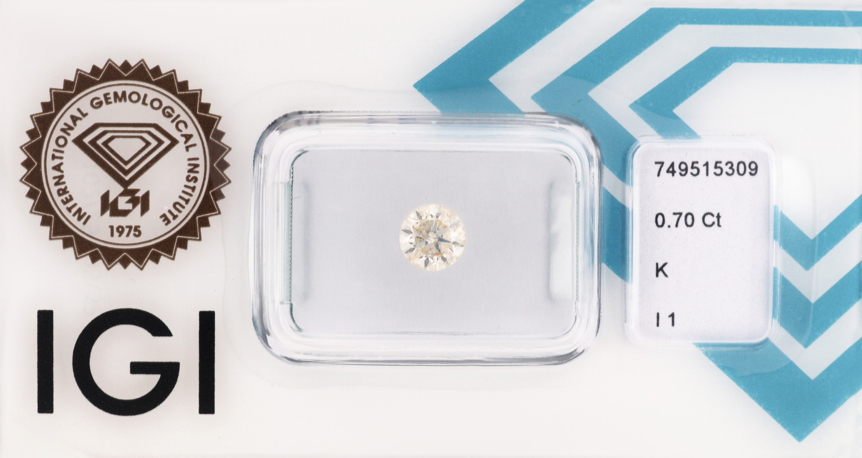 Image 27049338 - Loser Brillant, 0.70 ct get. Weiß(K)/p1, eingeschweißt, IGI-Expertise Schätzpreis: ...