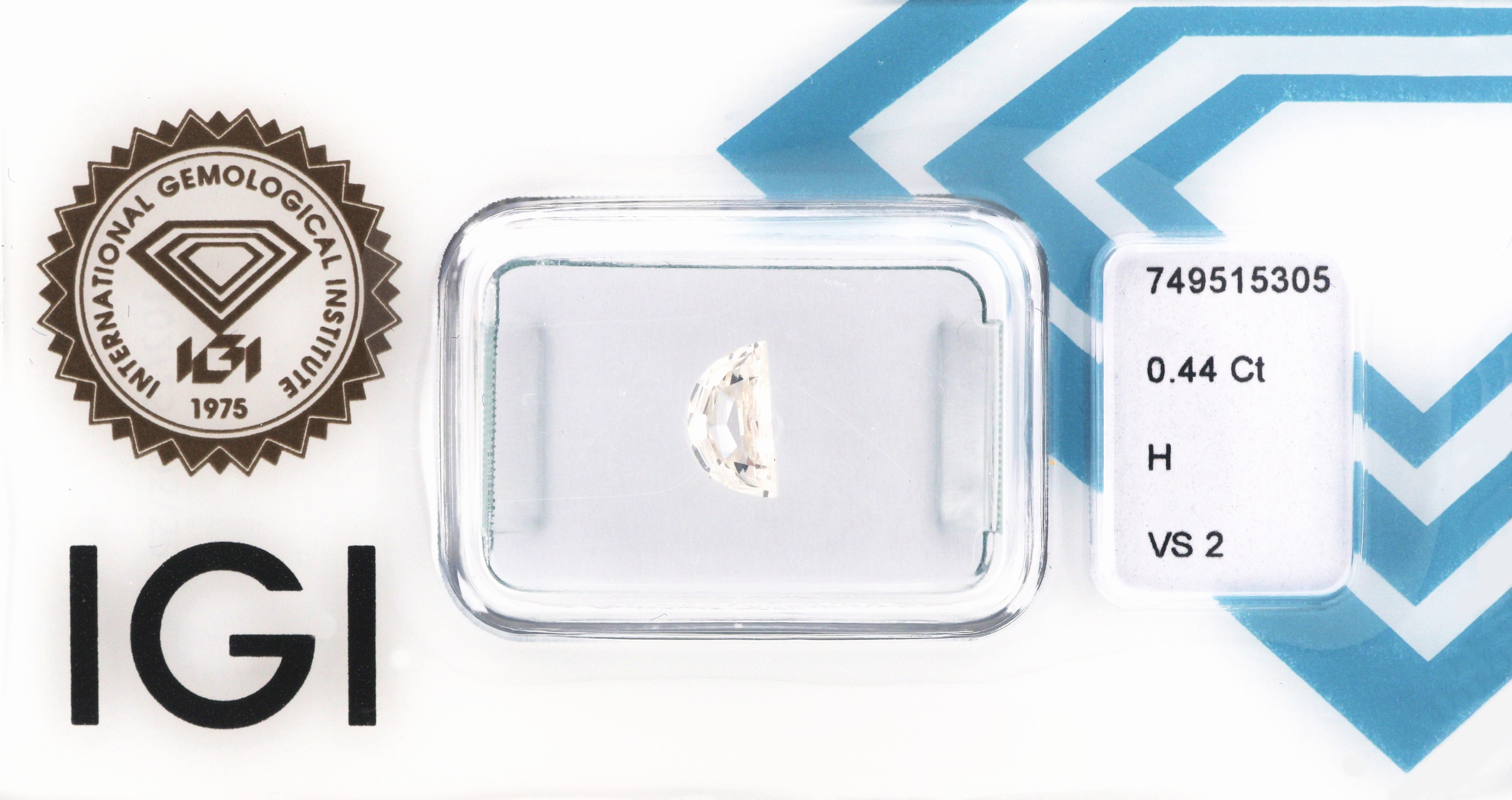 Image 27049342 - Loser Diamant, 0.44 ct Weiß(H)/vs2, Half Moon Step Cut, eingeschweißt, IGI-Expertise ...