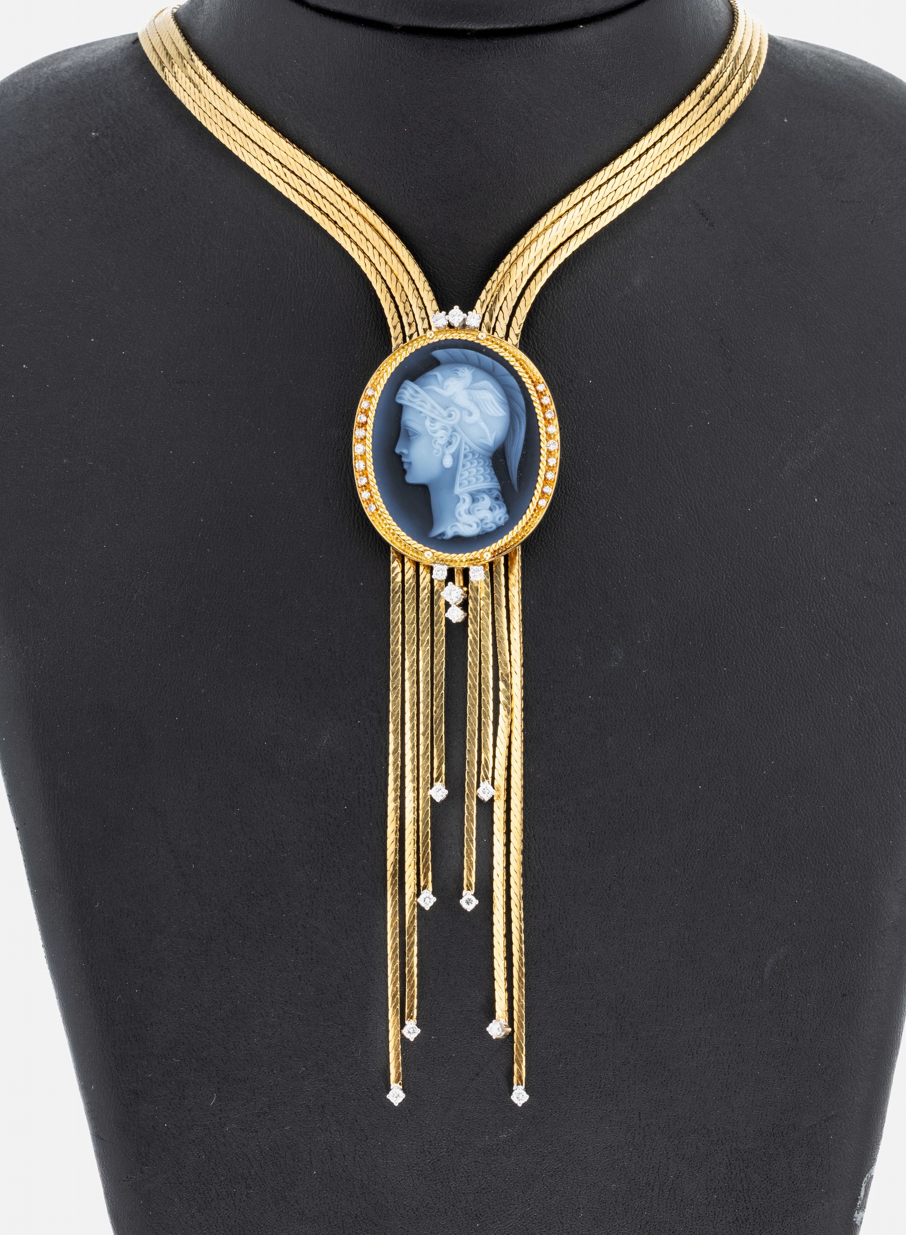 Image 27049363 - 18 kt Gold WELLENDORFF Brillant-Kamee-Collier, GG 750/000, 4-reihiges Collier mit ...