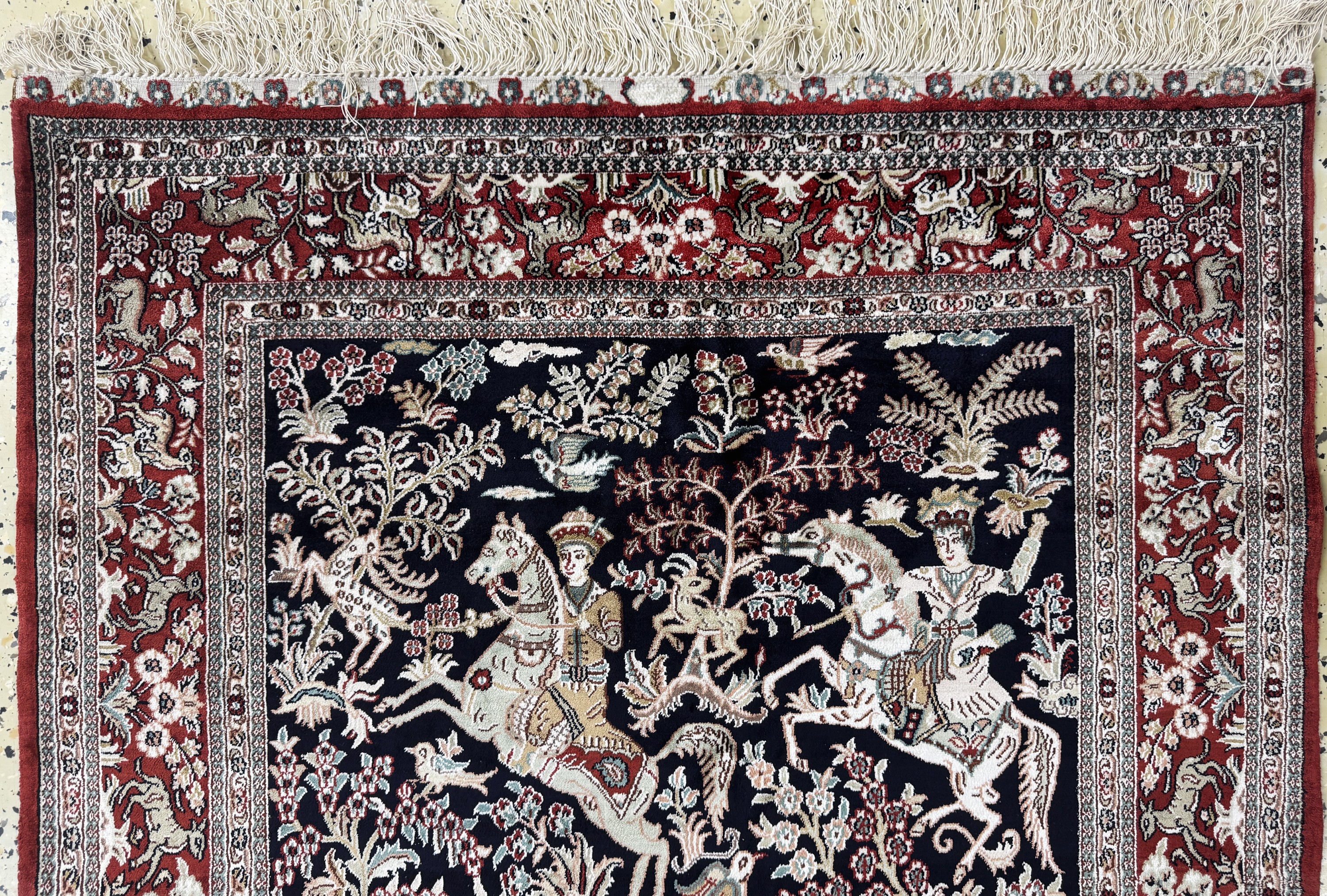 Detail a: Ghom Seide fein, China, Ende 20.Jhd, reine Naturseide, ca. 157 x 93 cm, ca. 1,0 Mio. Kn/qm, EHZ: 1-2