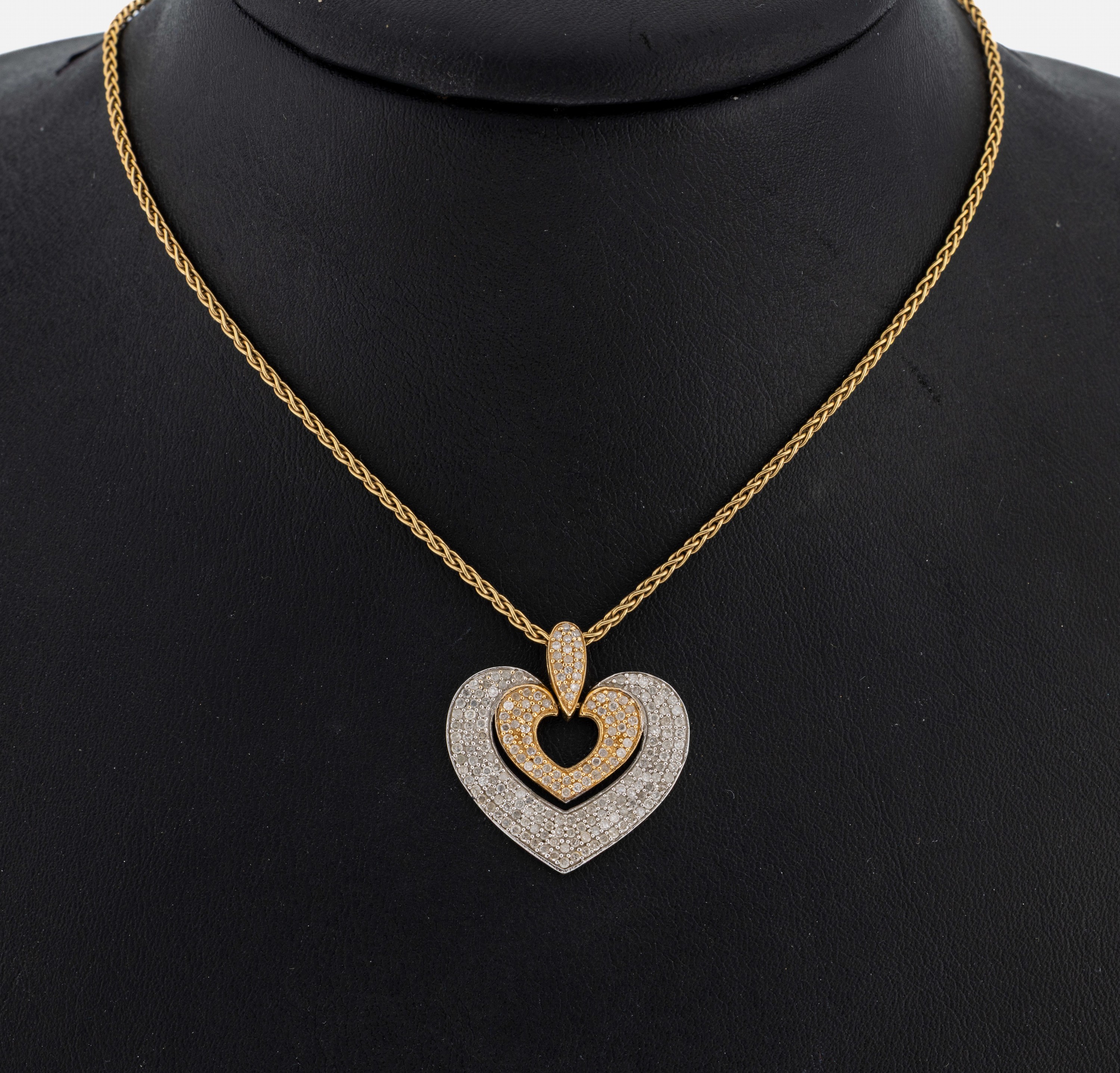 Image 27049396 - 14 kt Gold Diamant-Herzanhänger, GG/WG 585/000, 8/8-Diamanten zus. ca. 1.10 ct, an ...